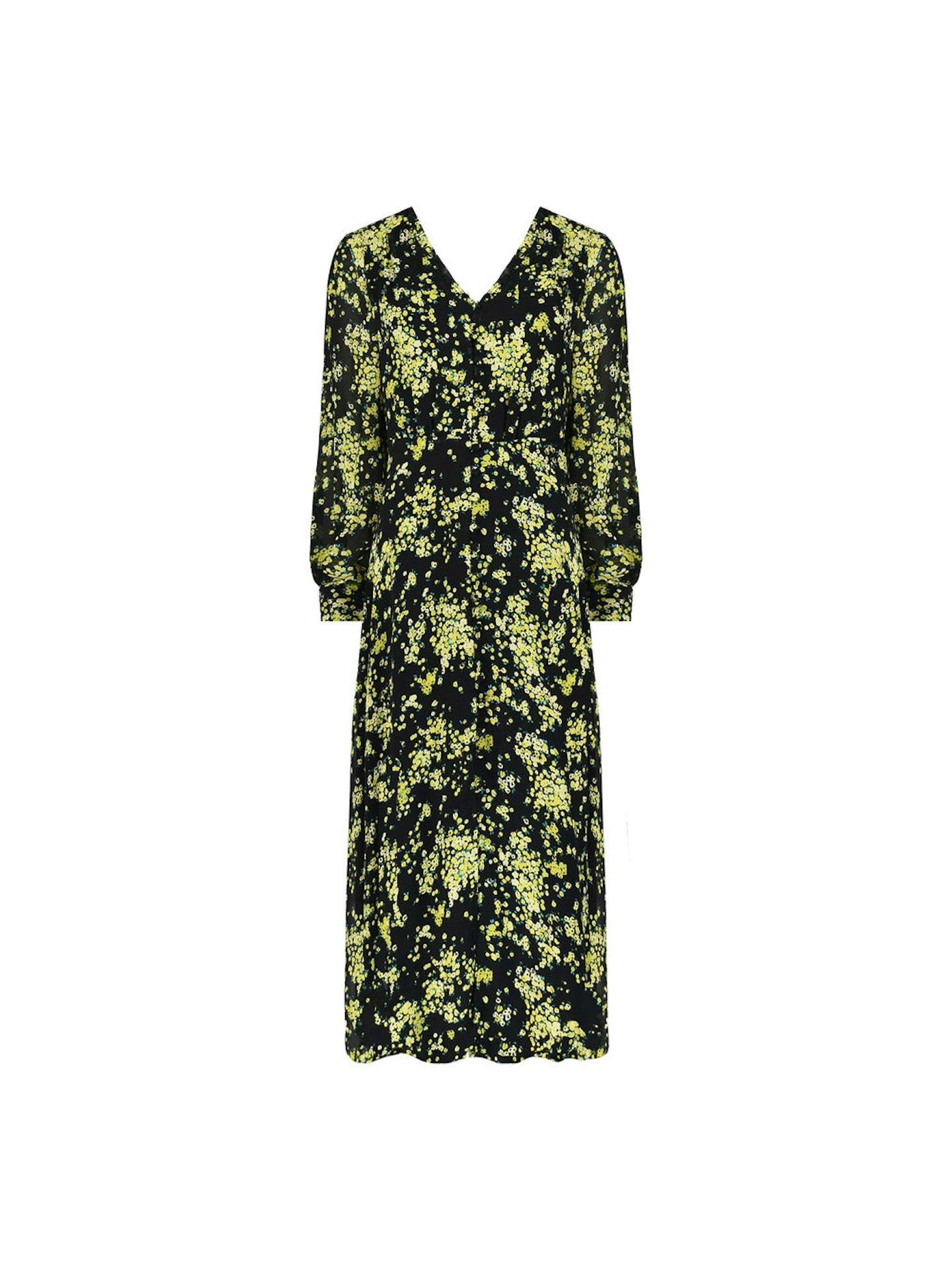Ro&Zo, Yellow Floral Button Front Dress