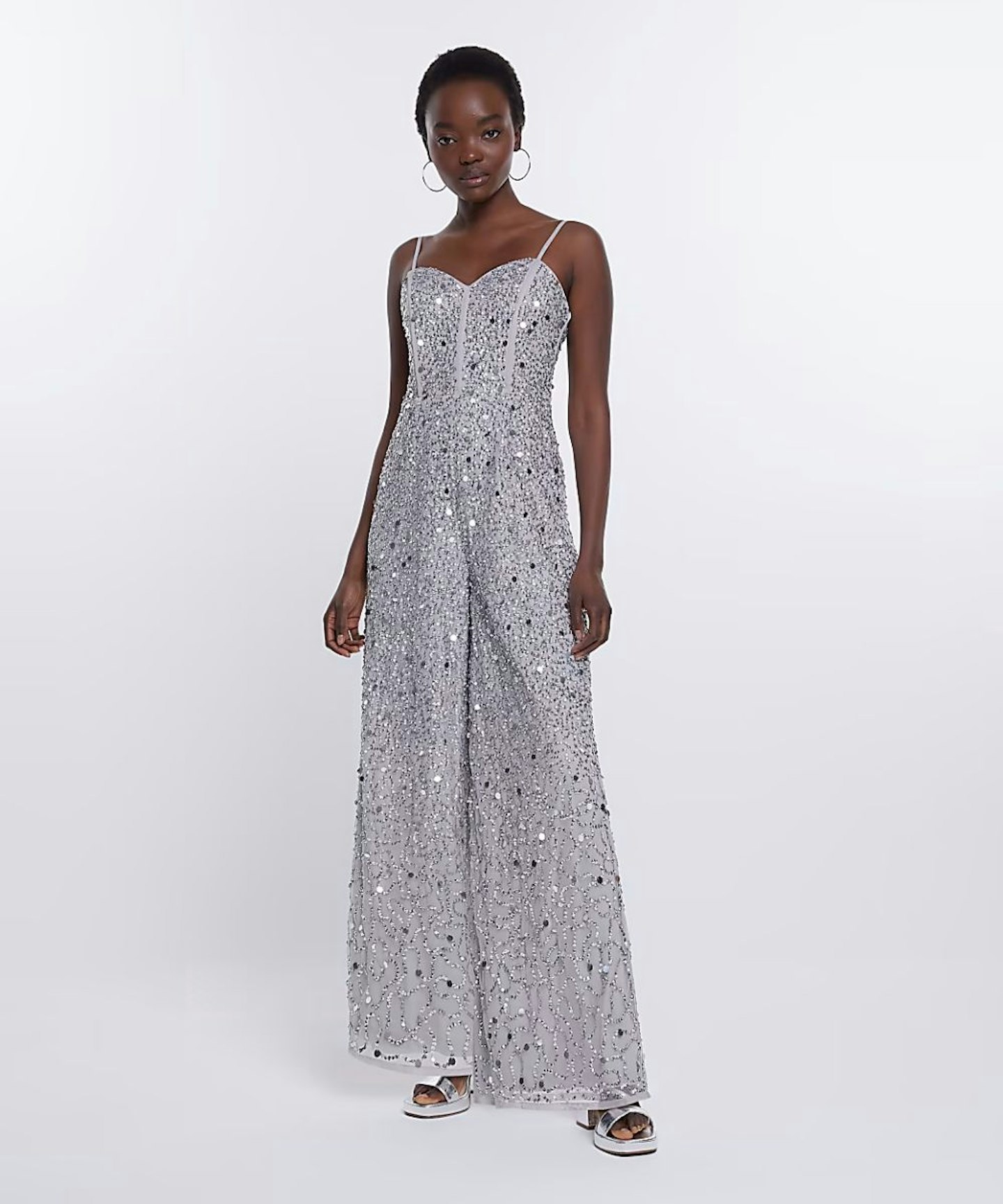 Silver Embellished Jumpsuit, River Island