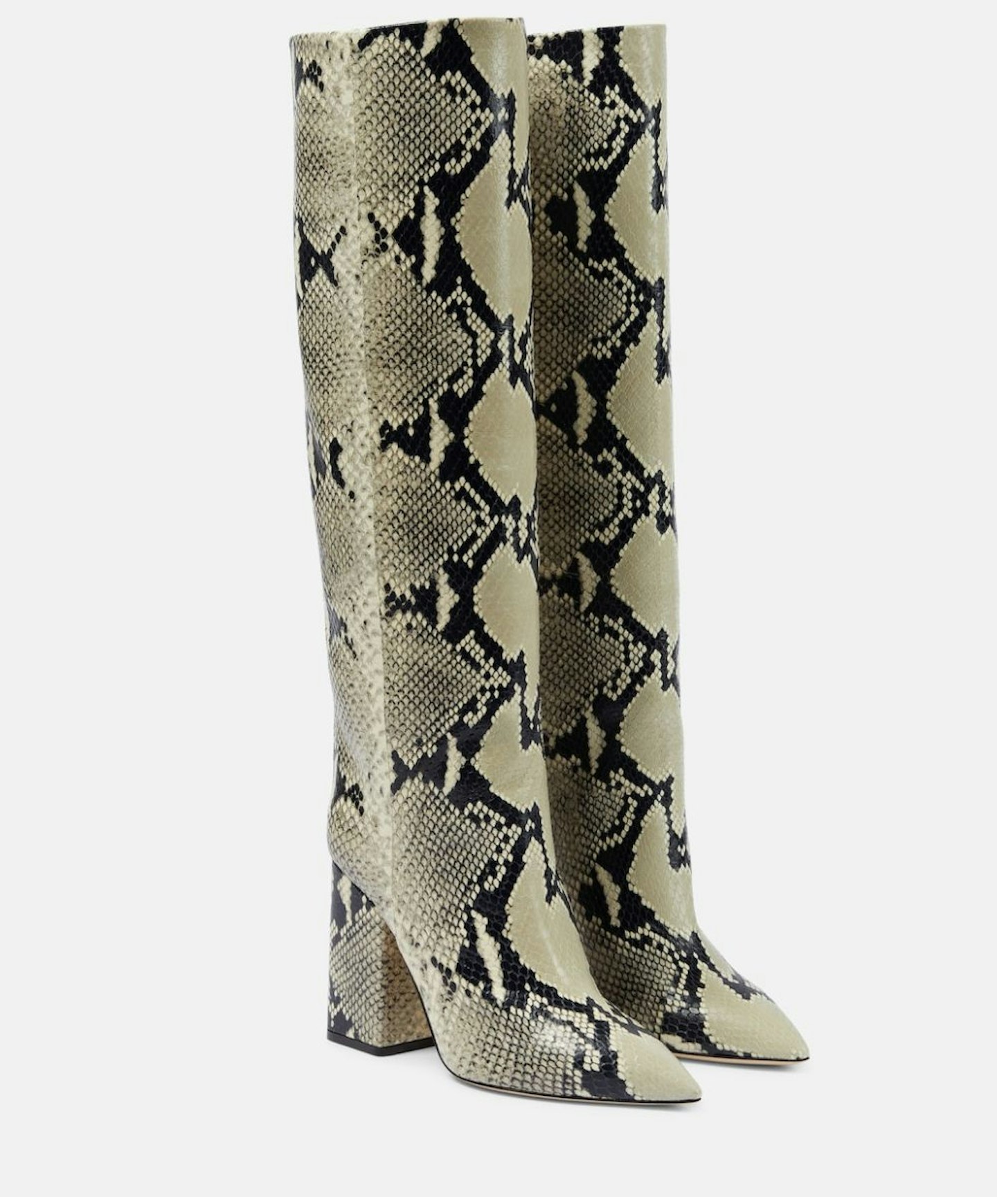 Anja Snake-Print Leather Knee-High Boots, Paris Texas