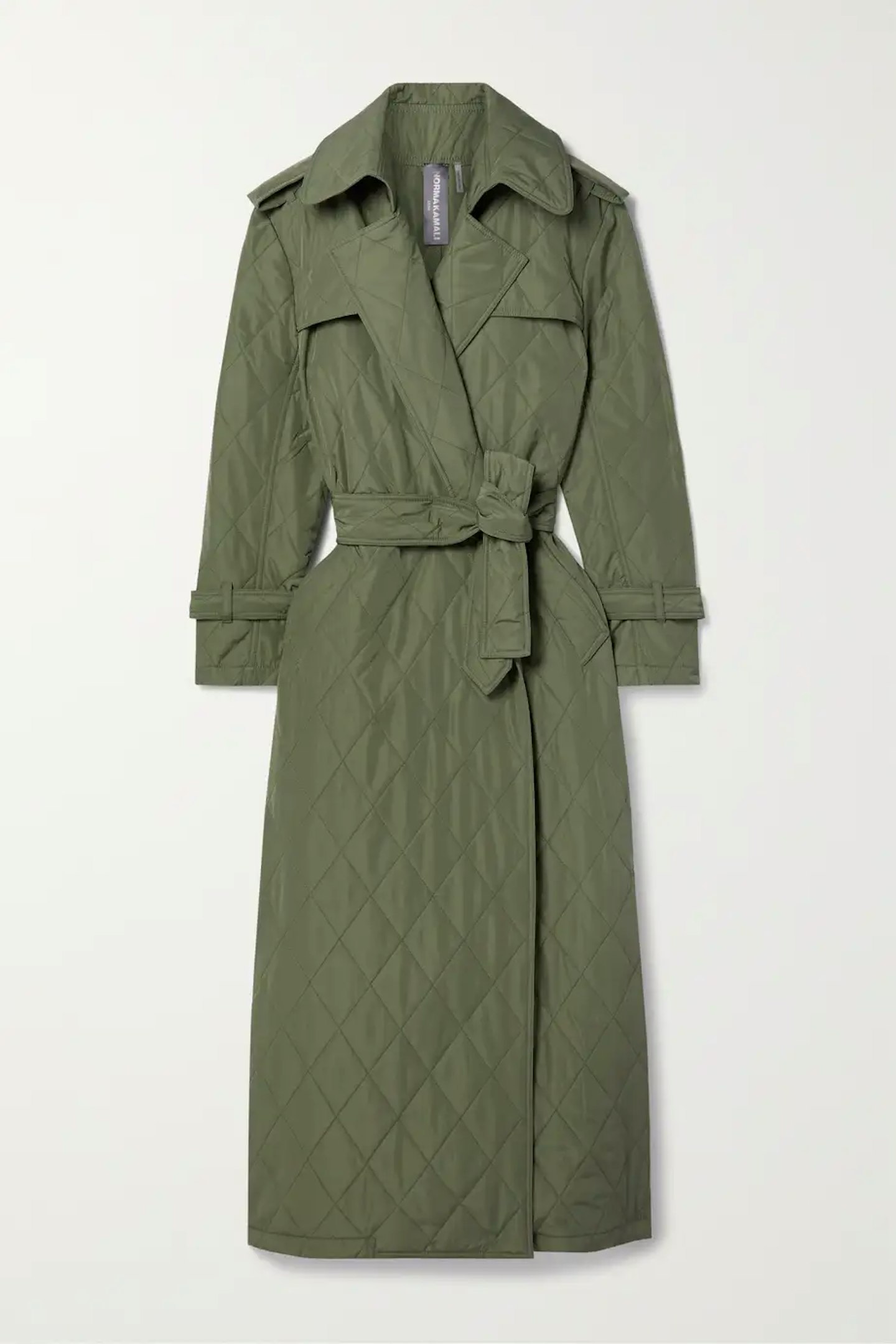 Norma Kamali, Belted Quilted Shell Trench Coat