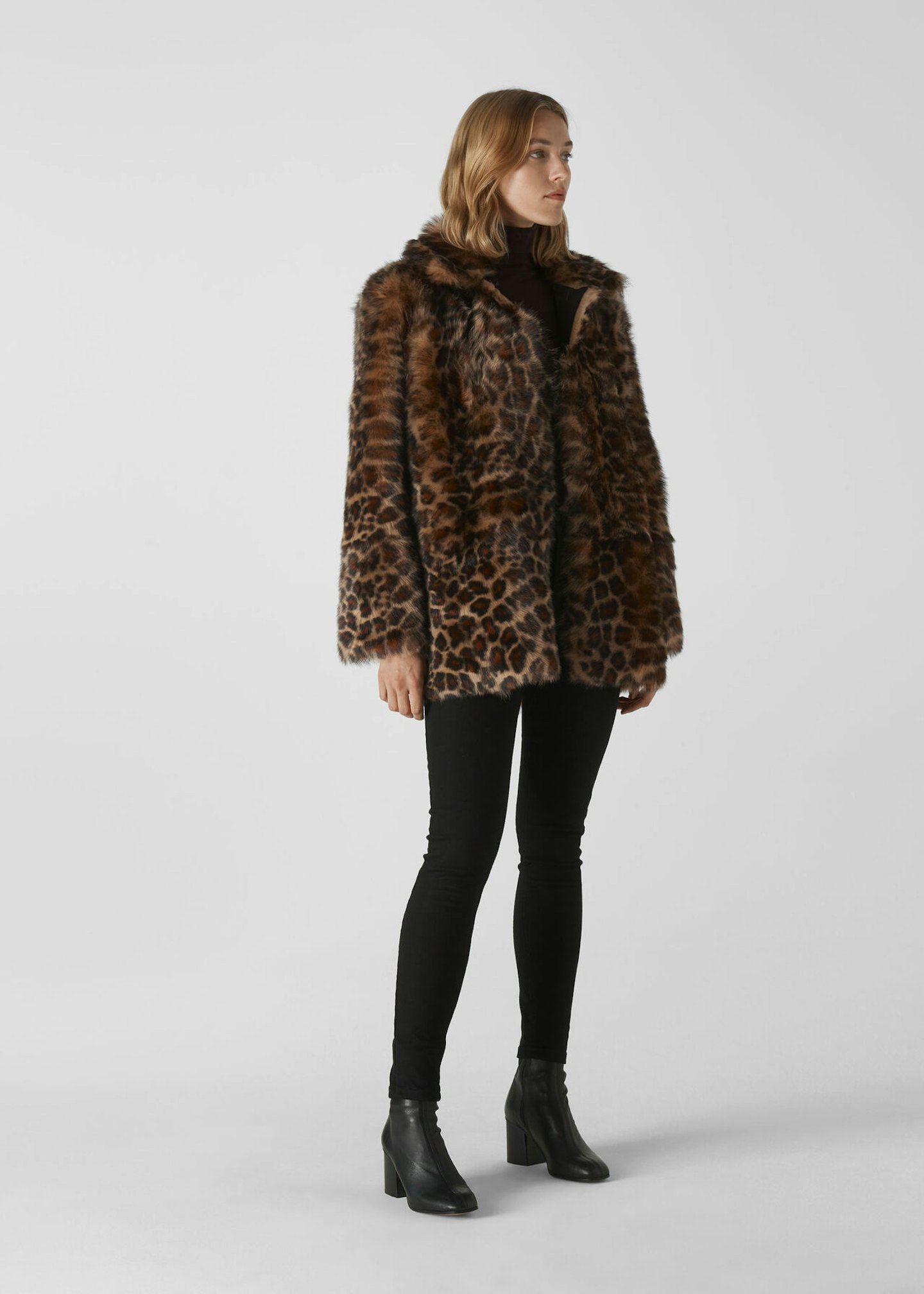 Whistles, Leopard Print Shearling Coat 