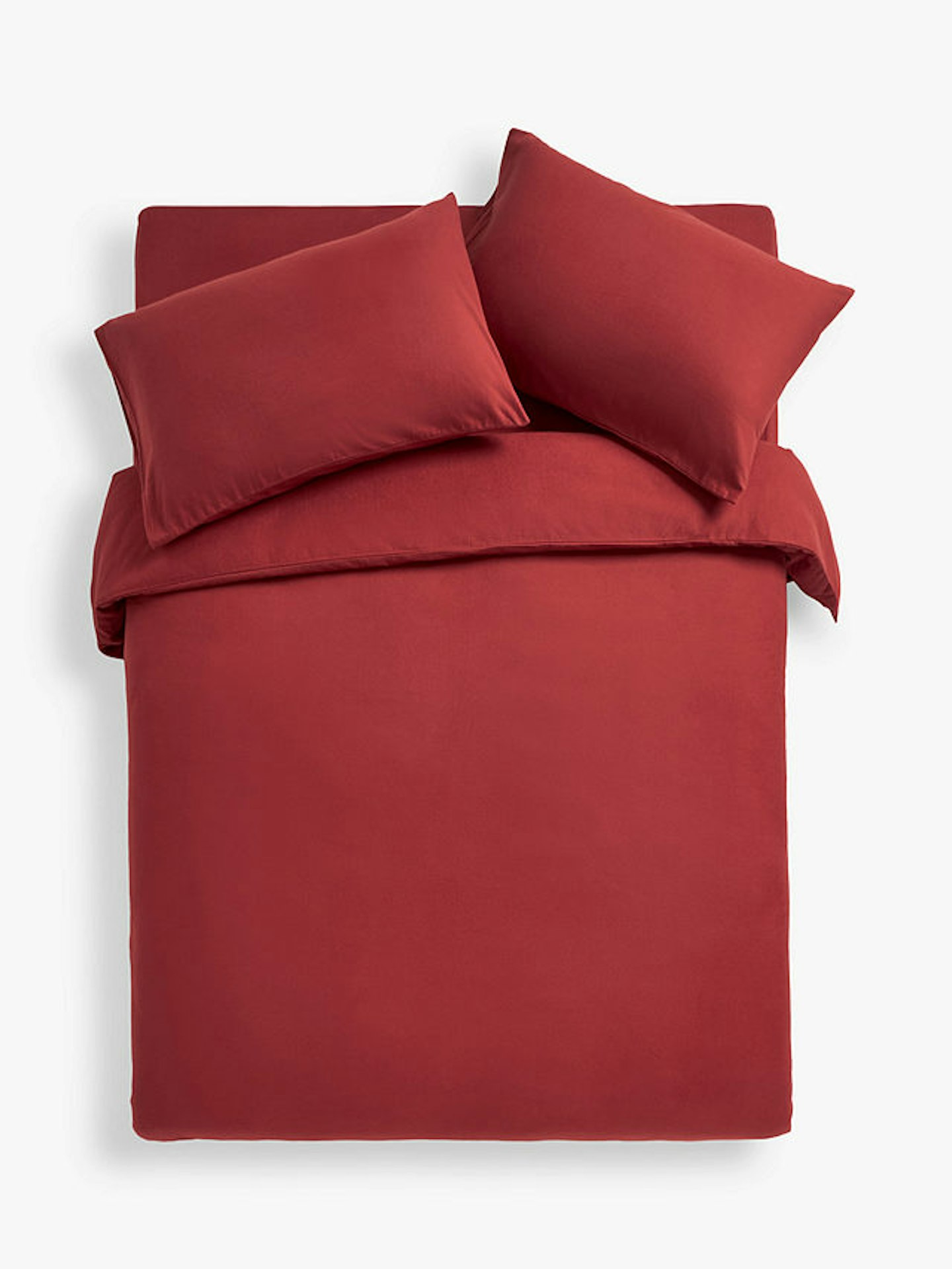 John Lewis Warm & Cosy Plain Brushed Cotton Double Duvet Cover, Merlot