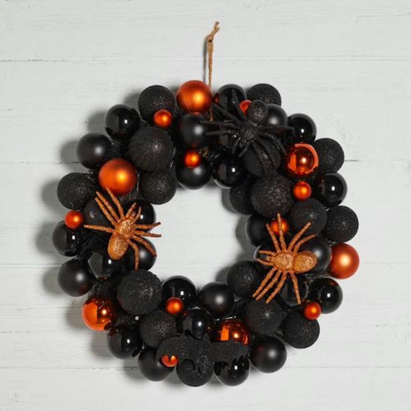 Black + Orange Bauble Halloween Wreath