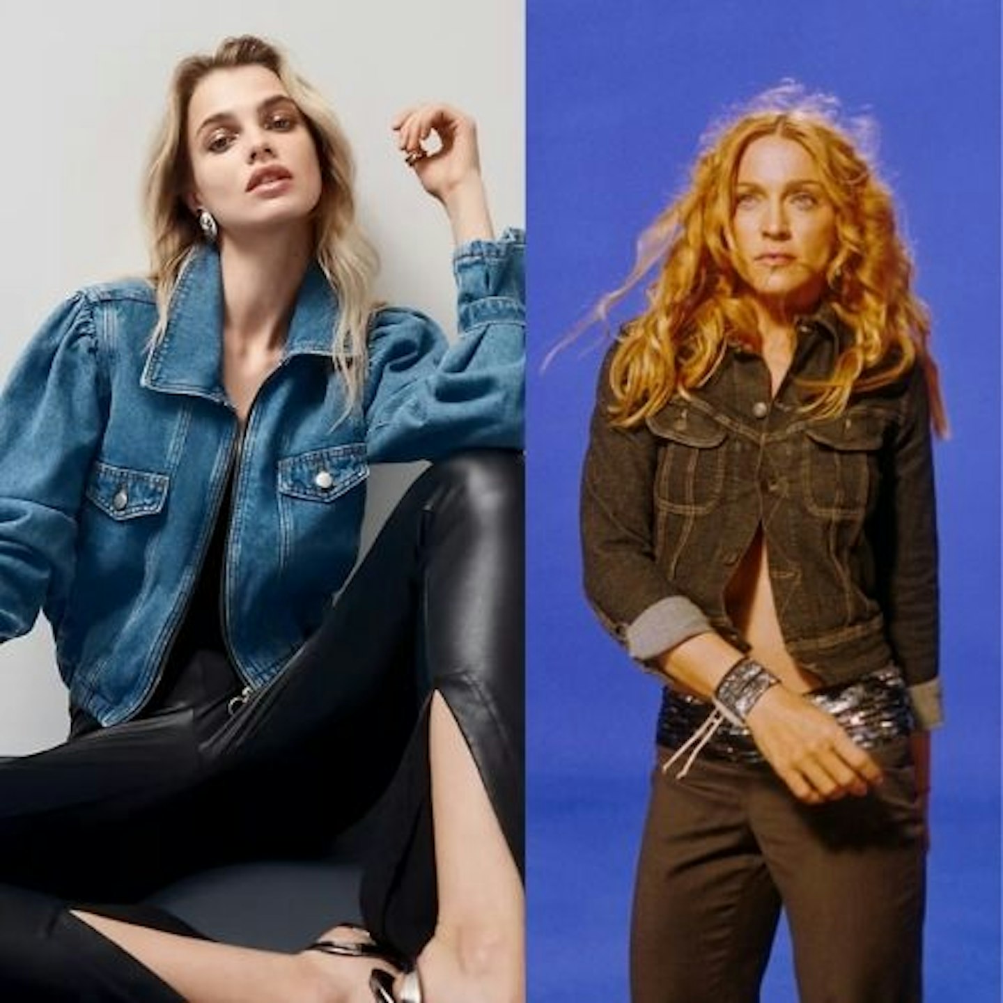 Maeve Puff-Sleeve Denim Bomber Jacket