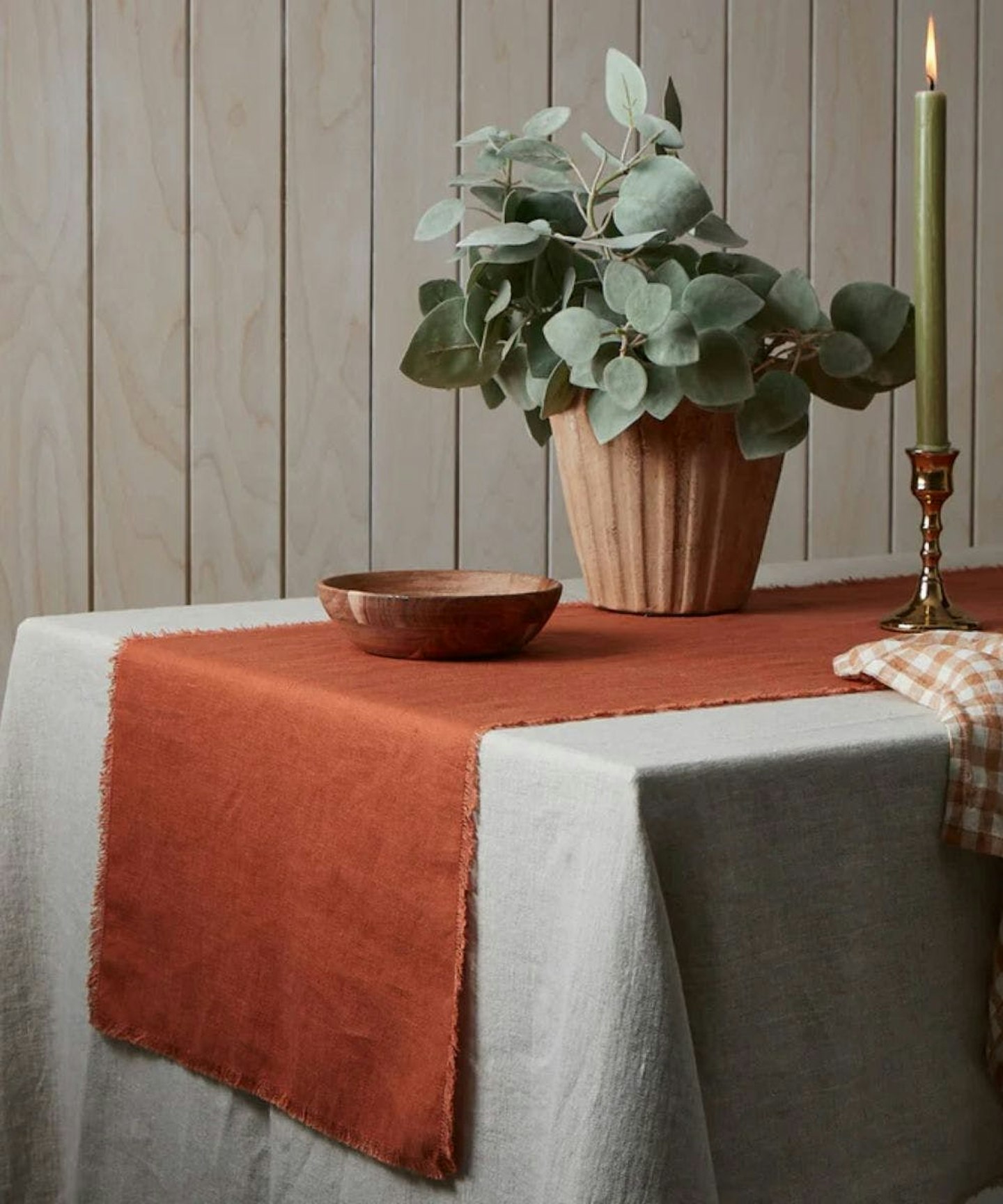 Layered Lounge Terracotta Linen Table Runner