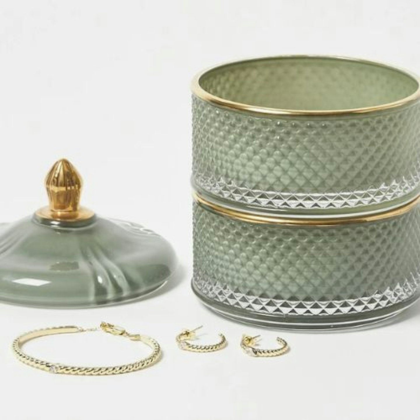 Livia Sage Green Glass Stacking Storage Pot