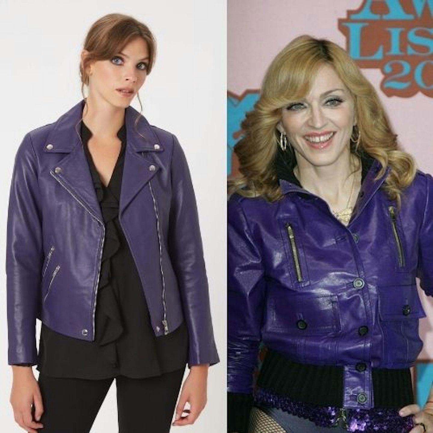 Purple Leather Zip Jacket