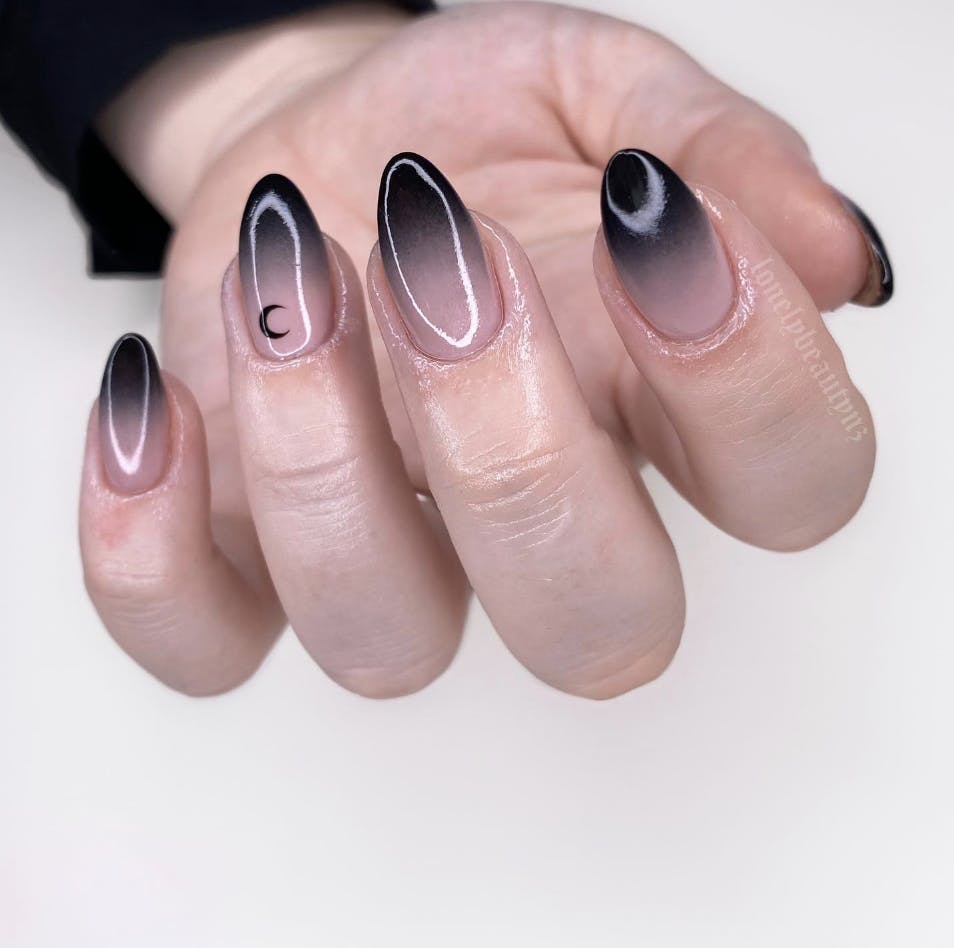 Black Fade Glass Press on Nail, Transparent Nails, Ombre, Gel Nails - Etsy