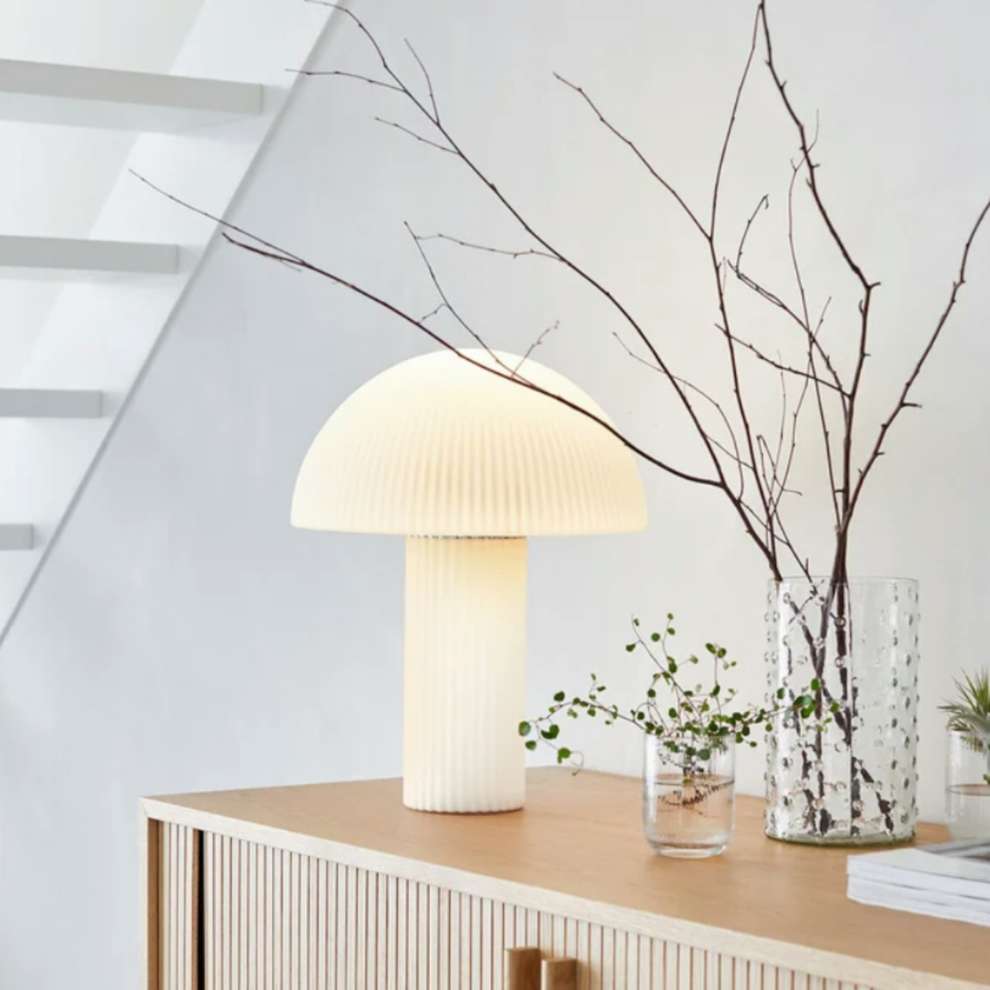 La Redoute Interieurs Loulou Striated Opaline Glass Table Lamp
