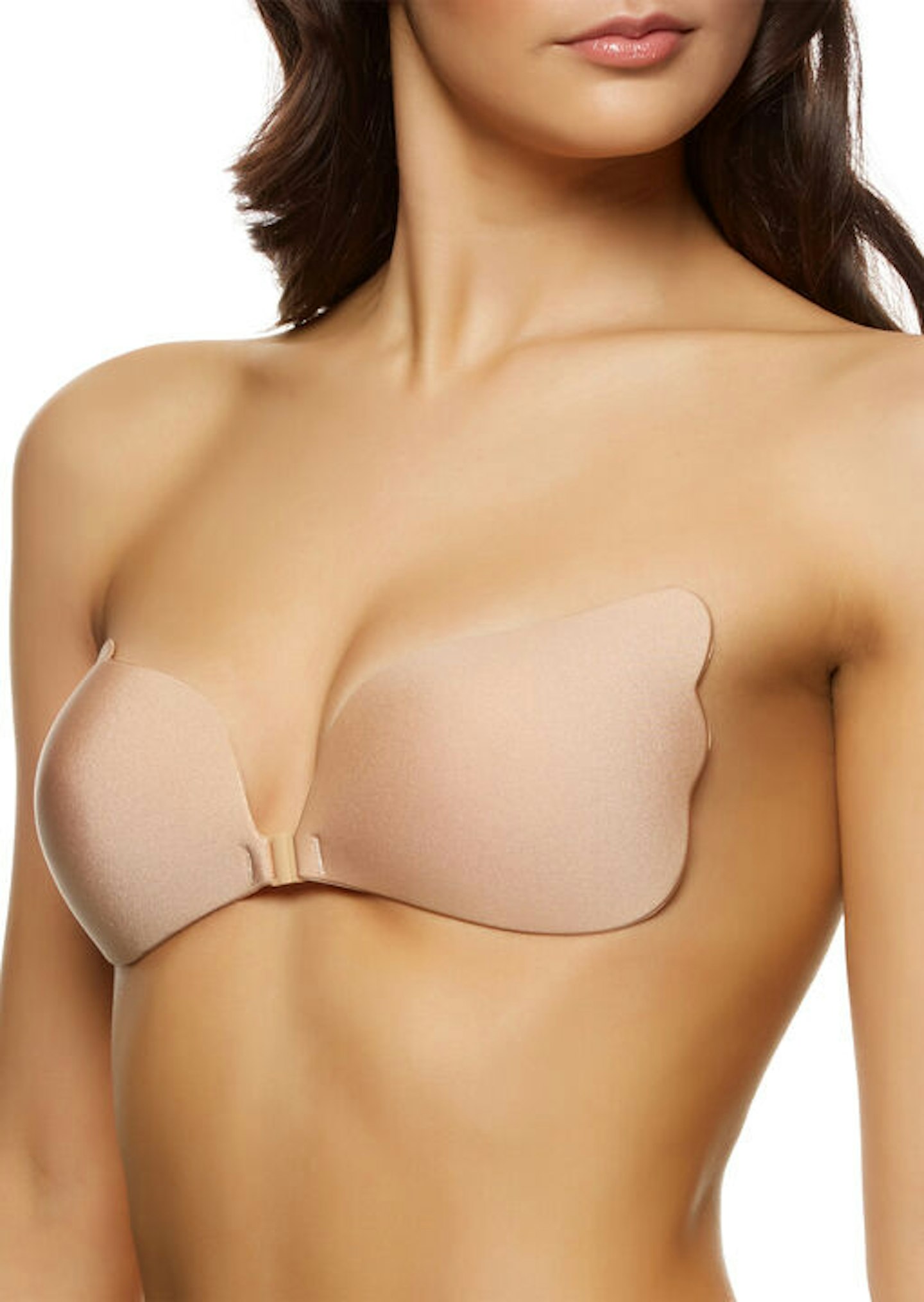 Spencer Women's Strapless Push Up Invisible Sticky Bra Silicone Reusable  Self Adhesive Backless Bra for Dress Halter Beige,B Cup