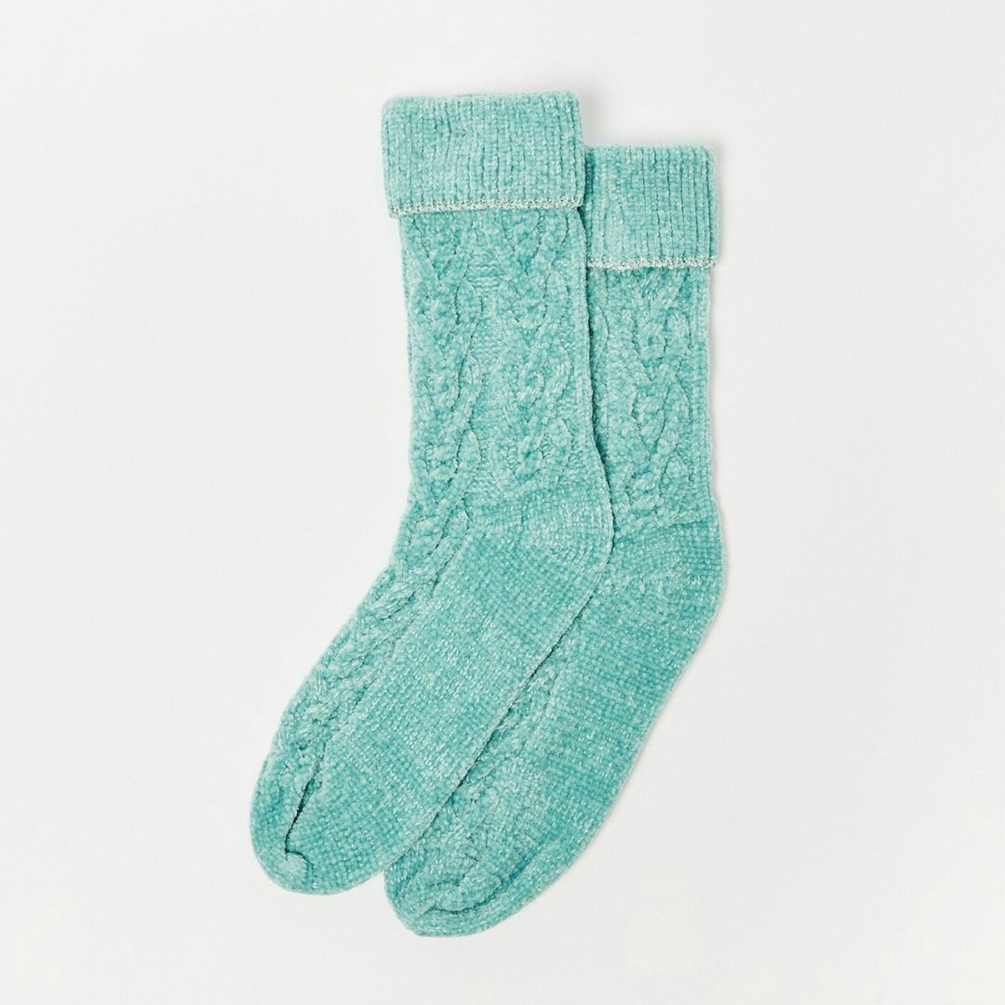 Mint Green Chenille Cable Bed Socks