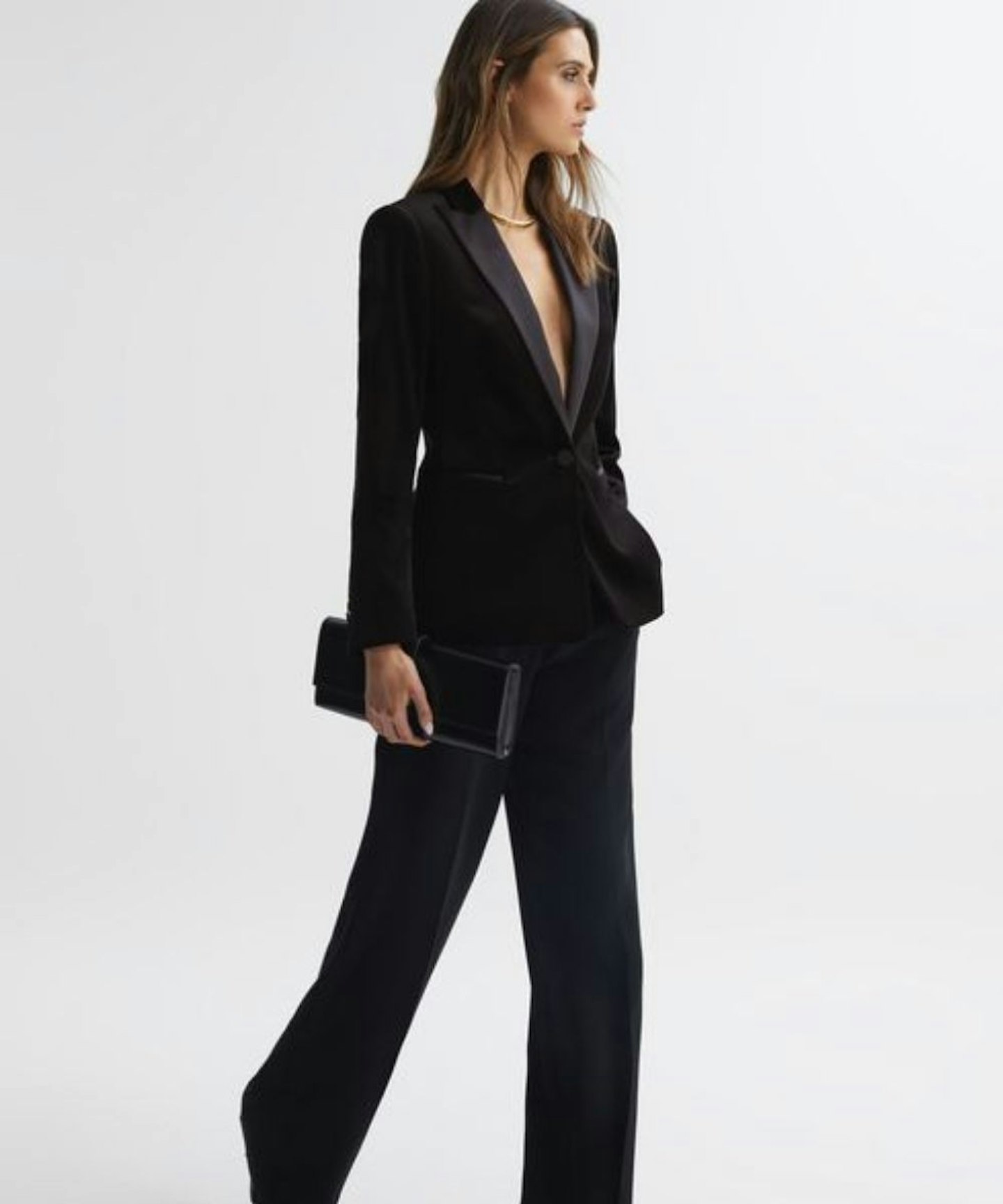 Fitted Velvet Single Breasted Suit Blazer