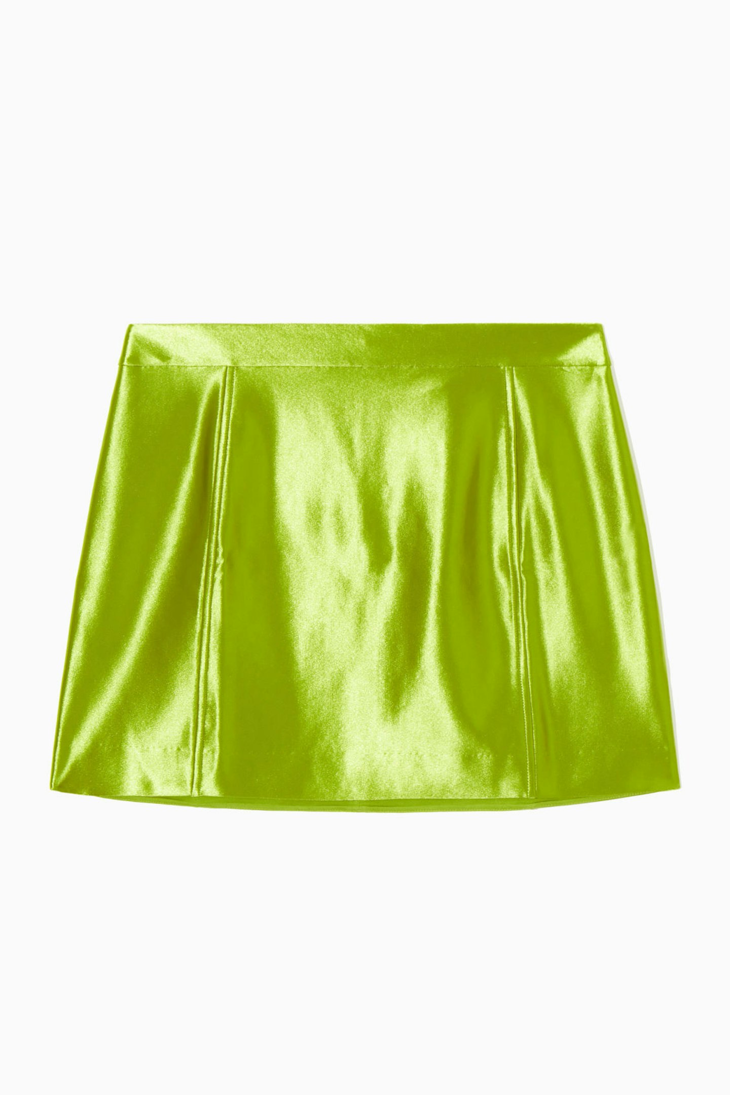 COS, High-Shine Satin Mini Skirt