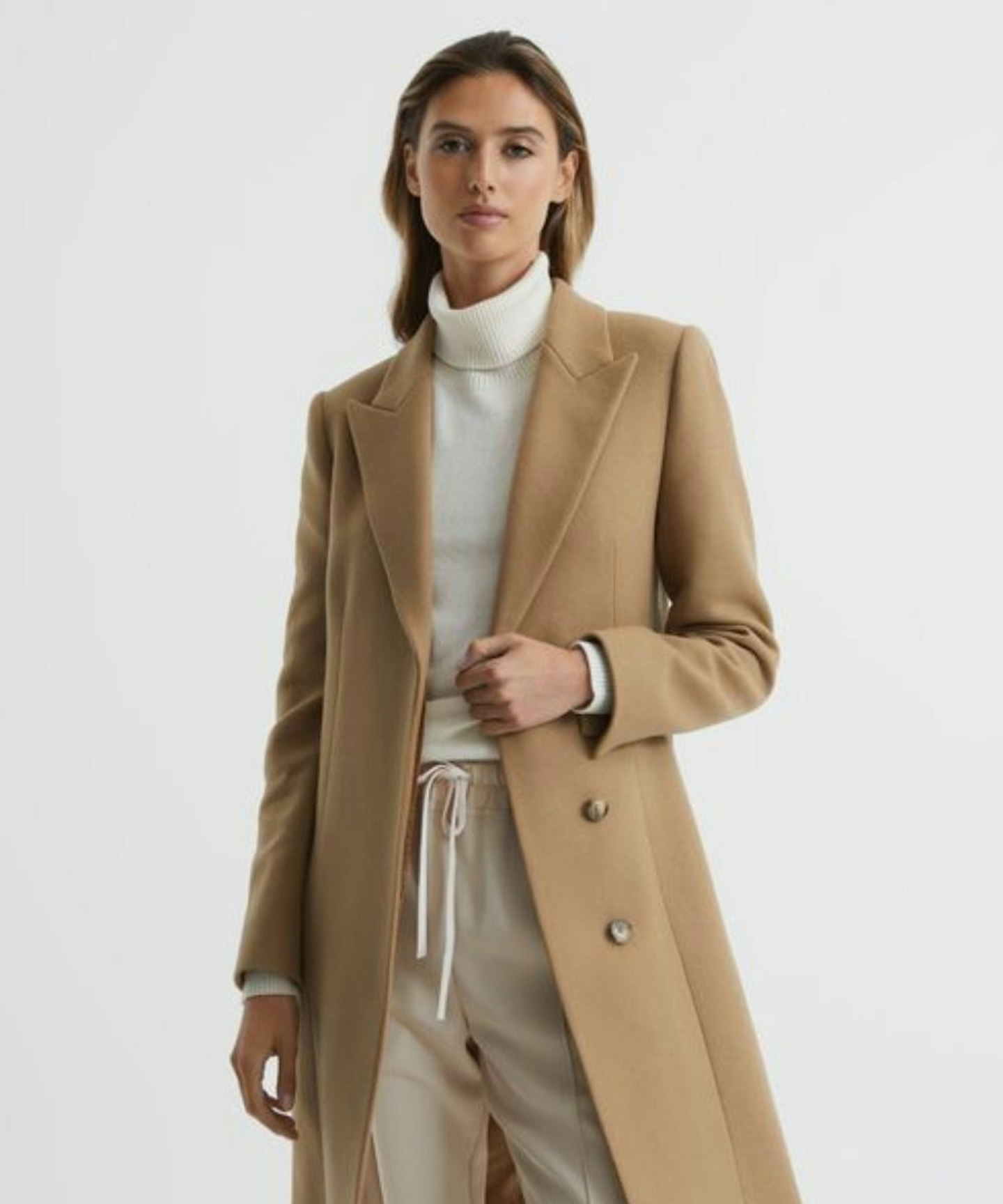 Wool Blend Mid Length Coat