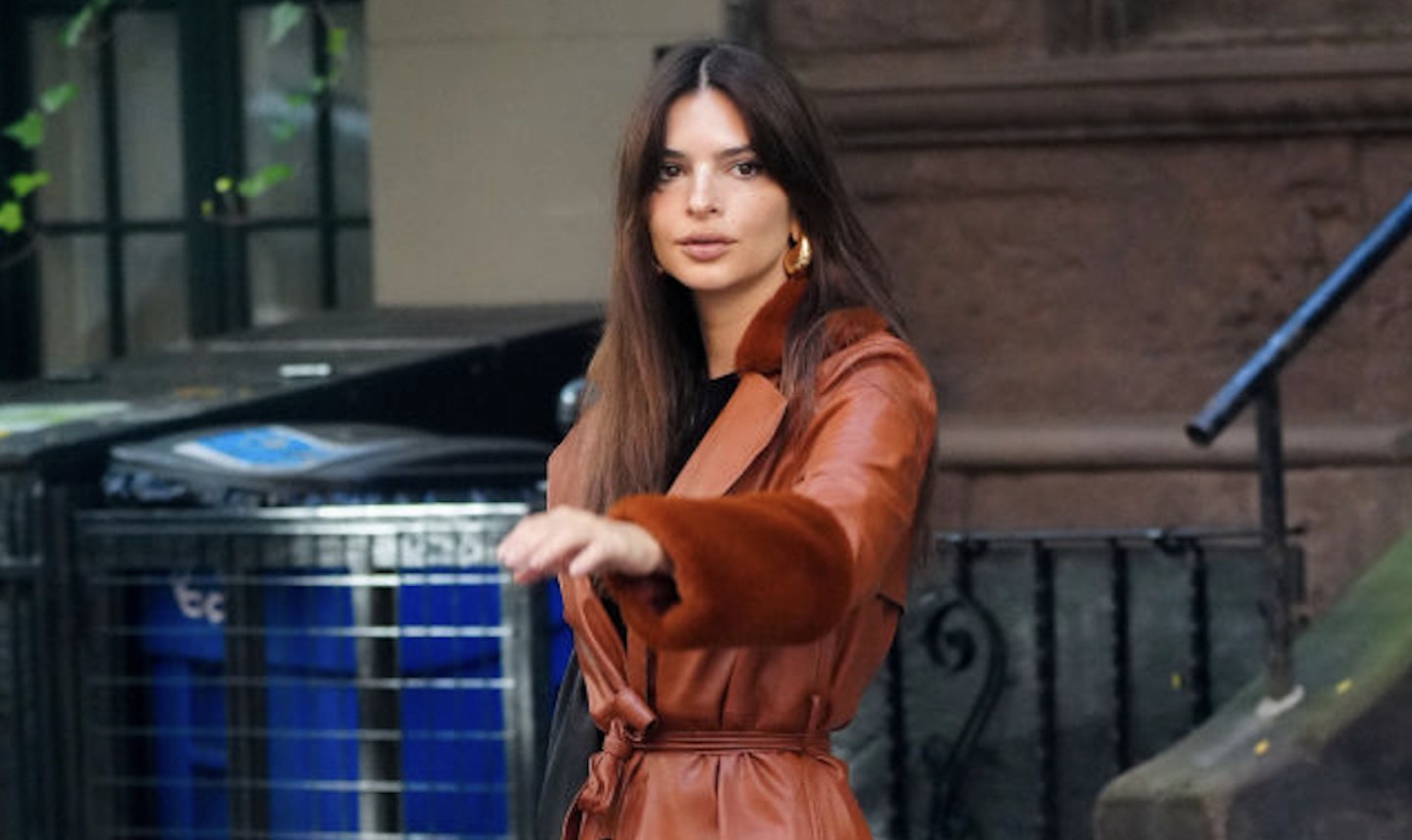 Emily Ratajkowski's Fur-Lined Leather Trench Coat Is the Perfect