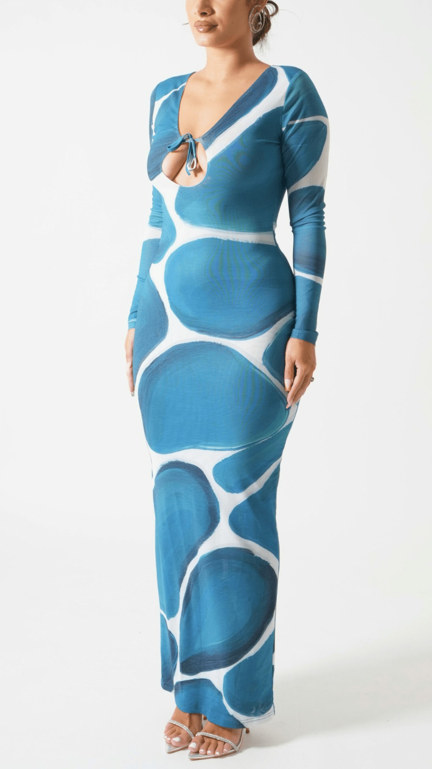 Farai London, Ilios Tie Front Long Sleeve Maxi Dress