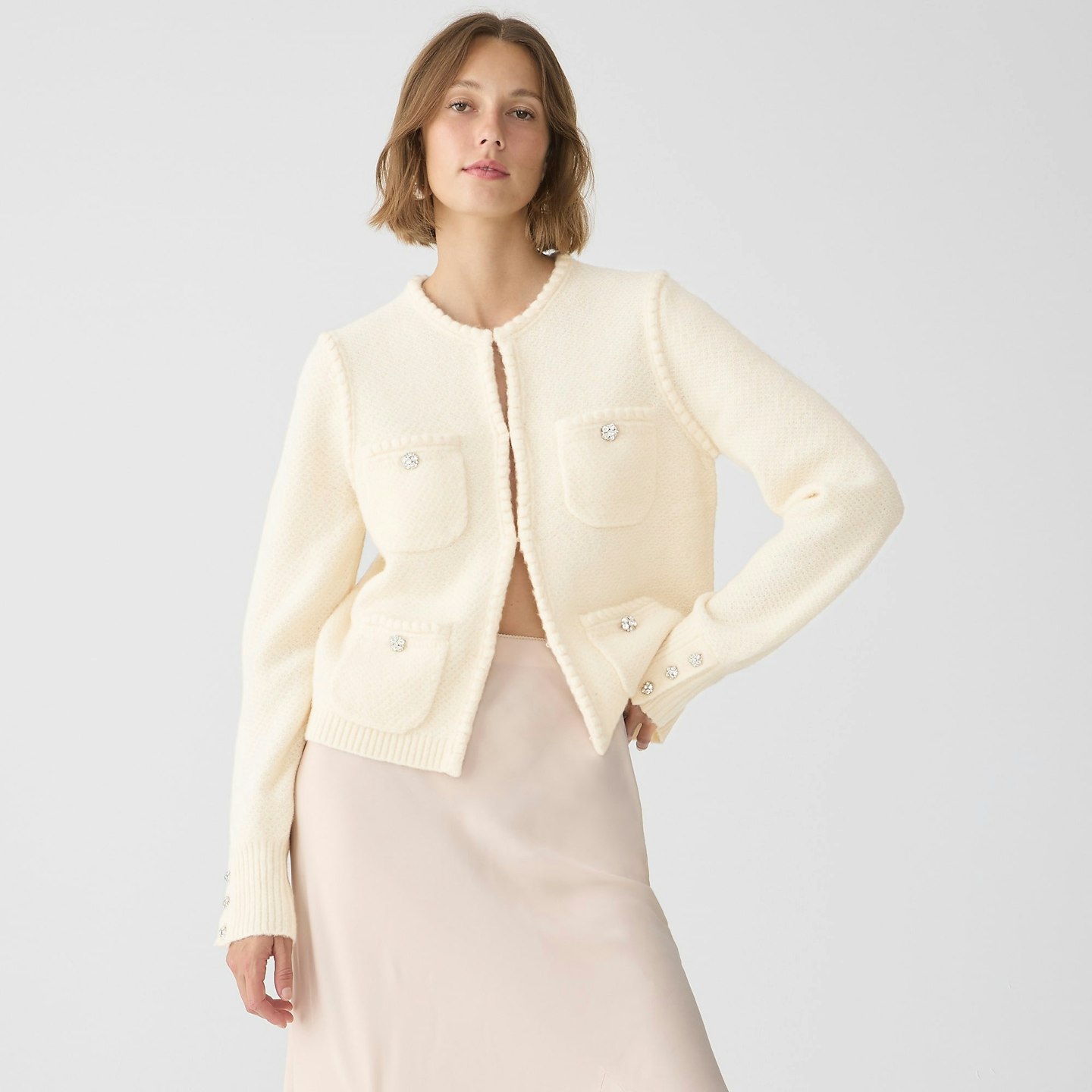 J.Crew, Odette Sweater Lady Jacket With Jewel Buttons