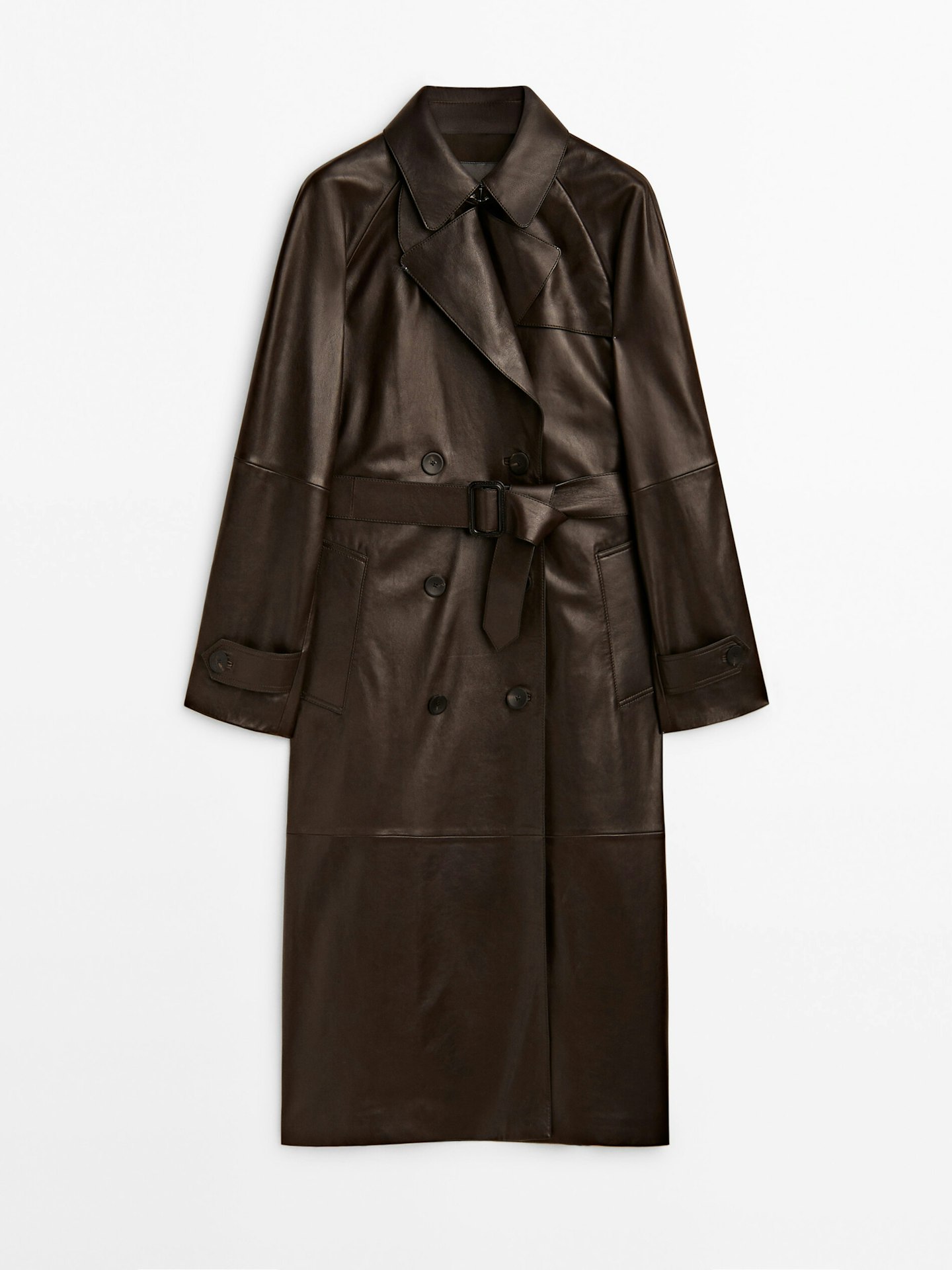 Massimo Dutti, Nappa Leather Trench-Style Coat With Belt