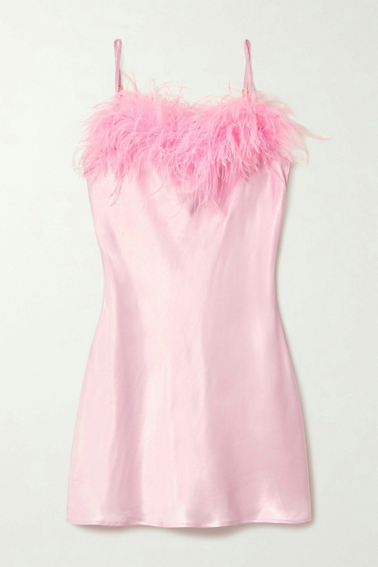 Sleeper, Boheme Feather-Trimmed Satin Chemise