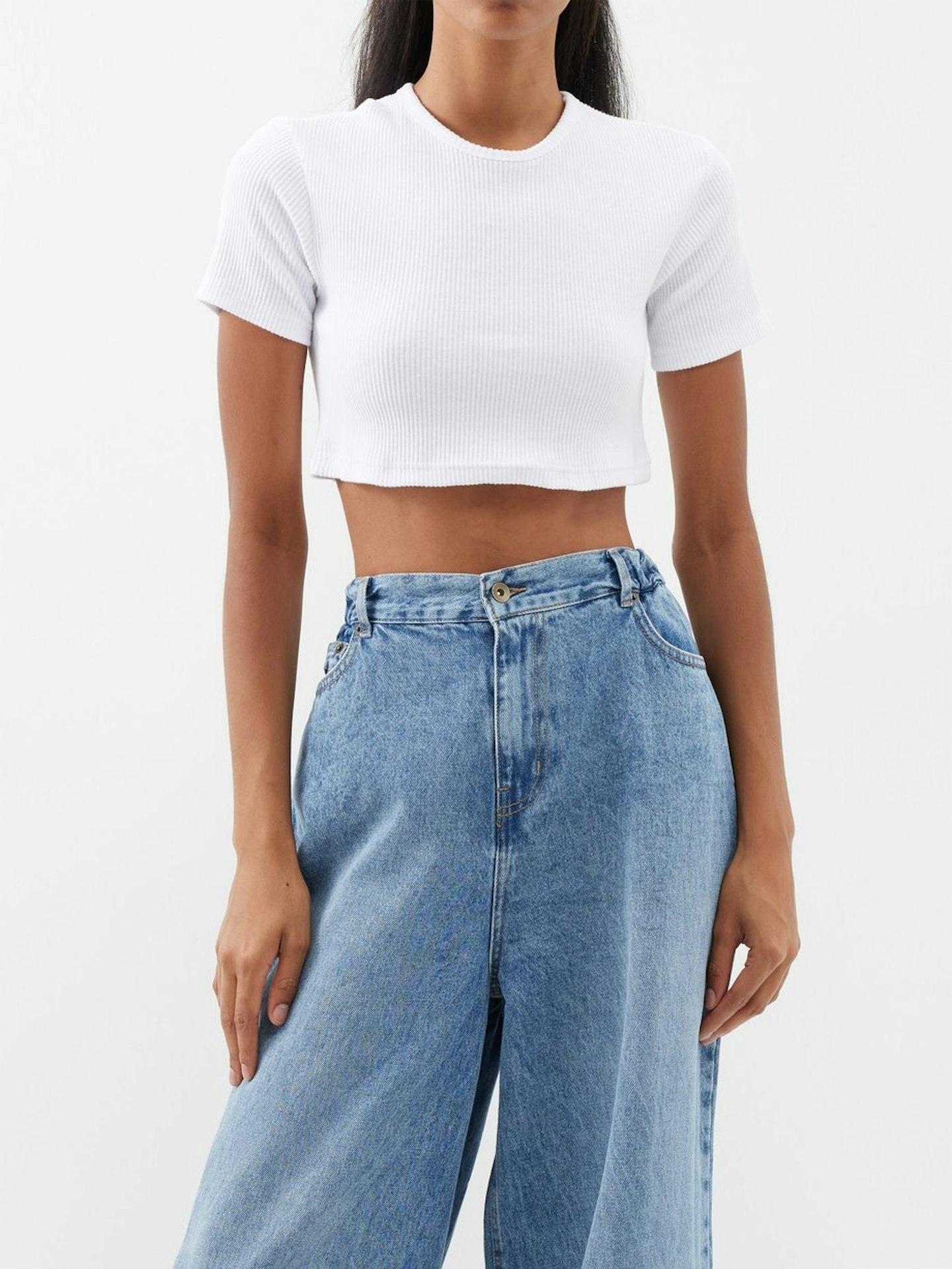 The Frankie Shop, Nico Ribbed-Jersey Cropped T-Shirt