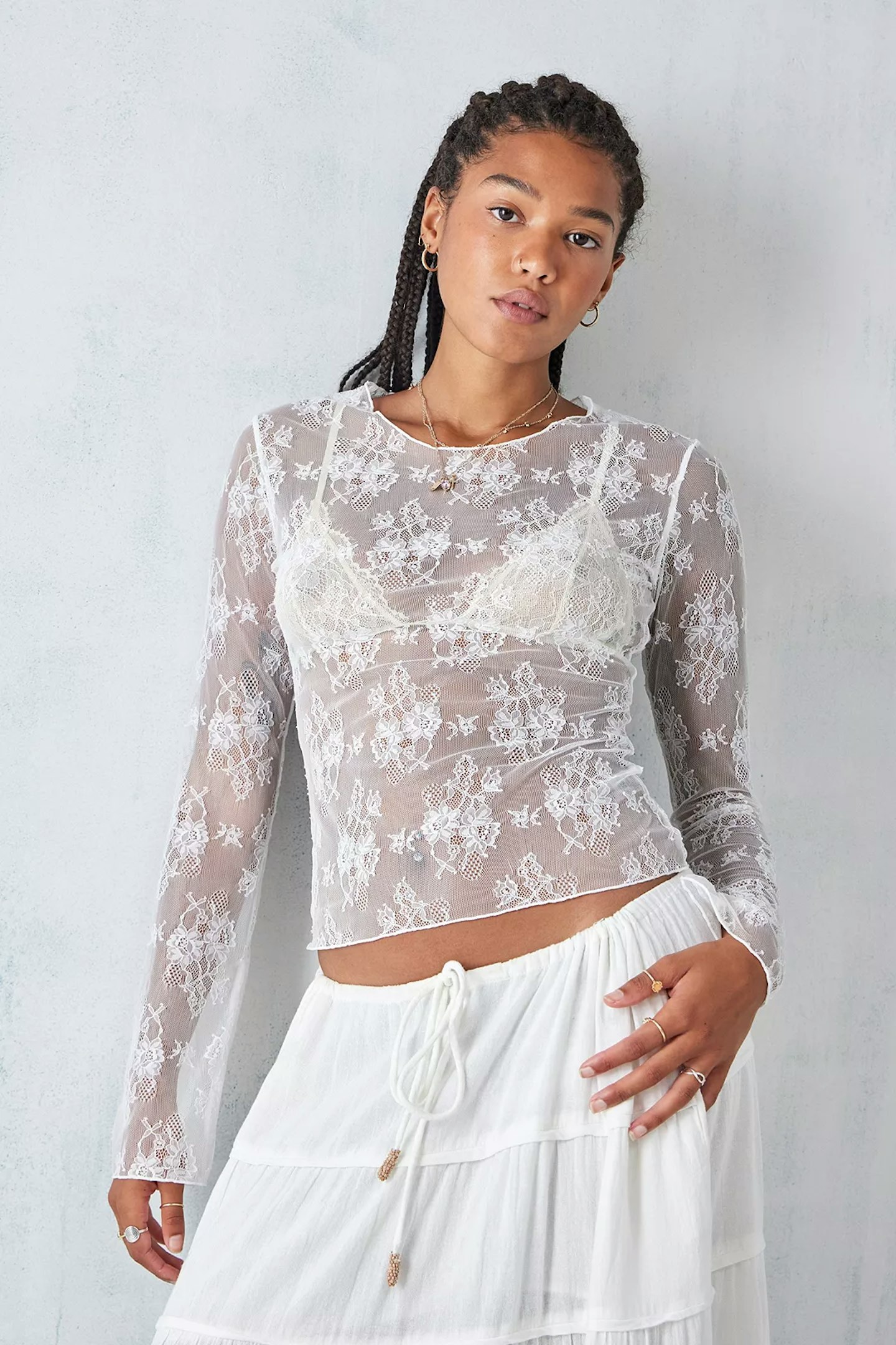 Urban Outfitters, Wild Lovers Millie Long Sleeve Lace Top