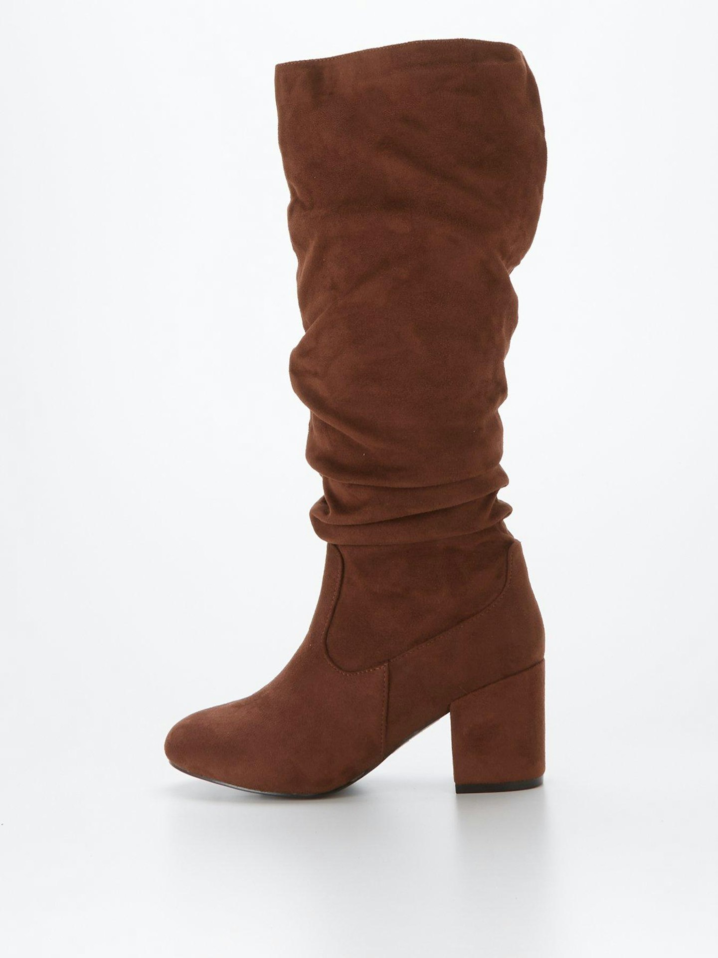 V by Very, Wide Fit Block Heel Slouch Knee Boot with Wider Fitting Calf