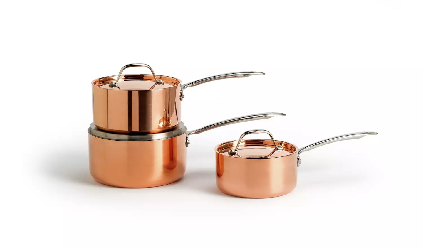 Argos Home 3 Piece Copper Triply Pan Set