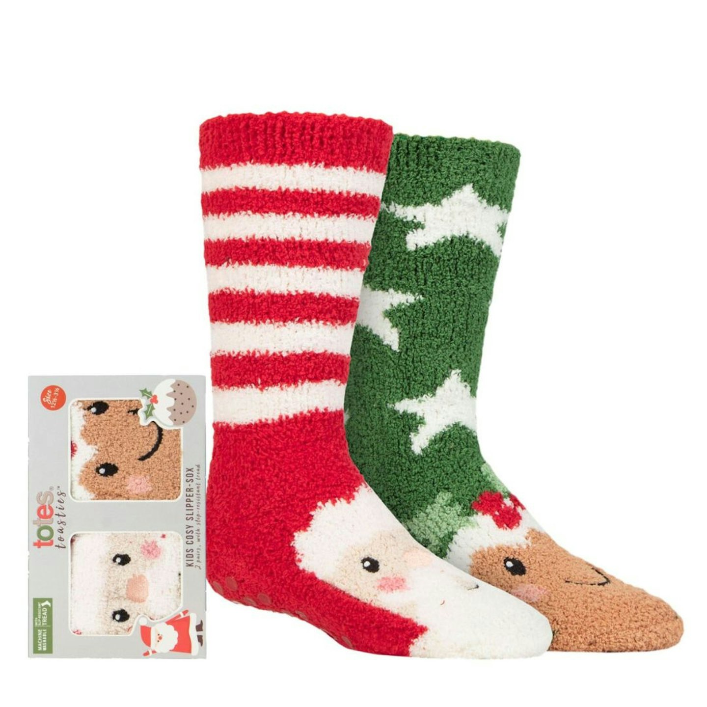 Best Christmas Gifts For Kids: BOYS AND GIRLS 2 PAIR TOTES CHUNKY CHRISTMAS NOVELTY SLIPPER SOCKS WITH POM POM DETAIL