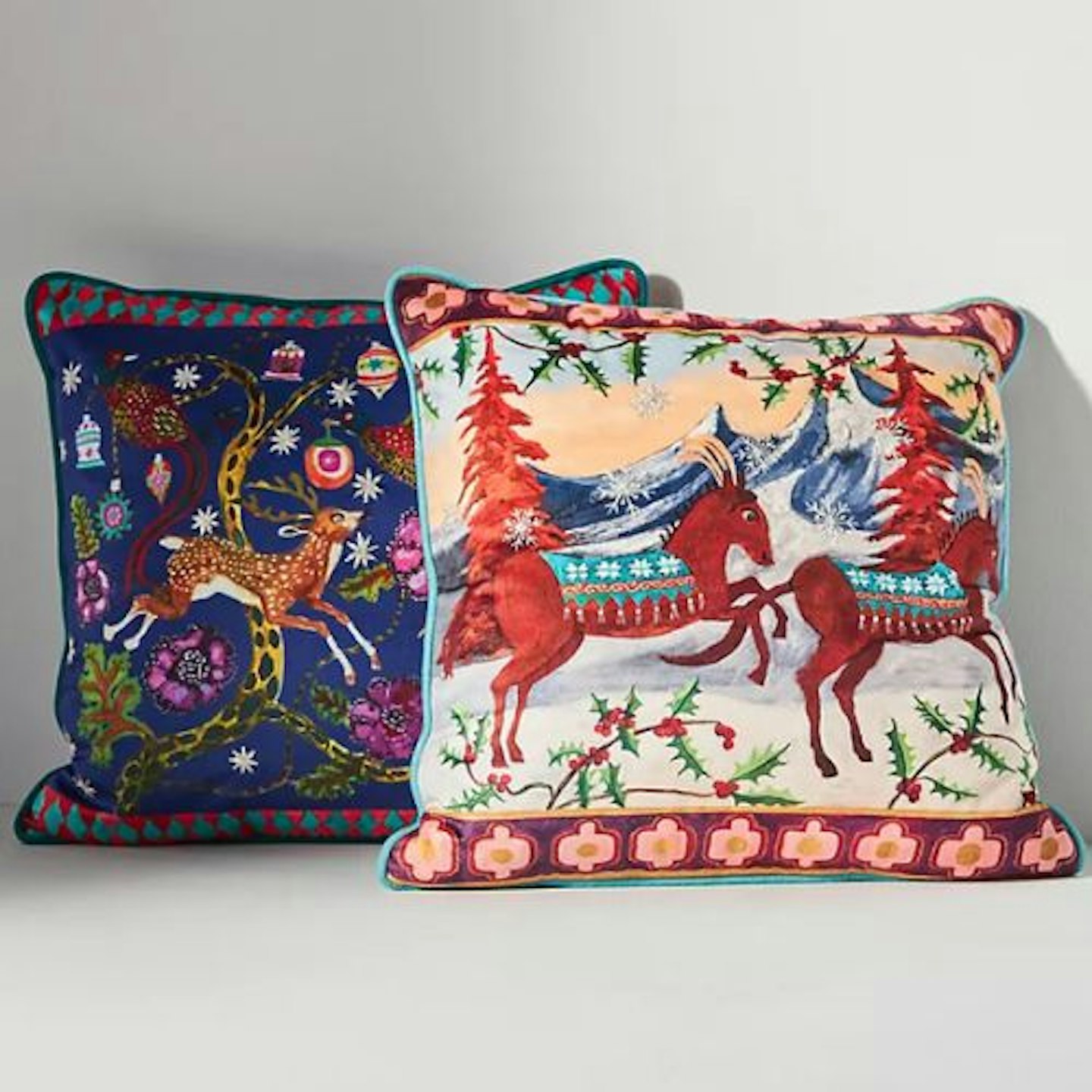 Raphael Balme for Anthropologie Velvet Square Christmas Cushion