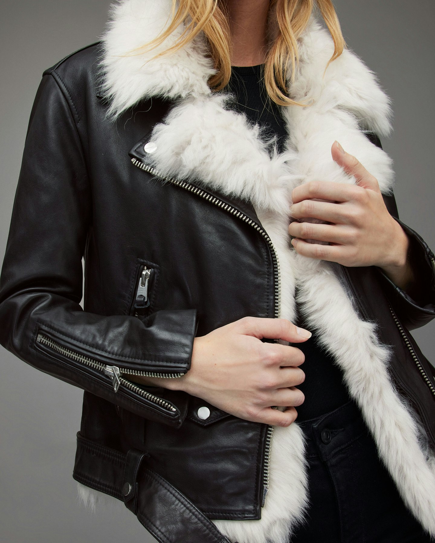 AllSaints, Luna 4-In-1 Shearling Biker Jacket