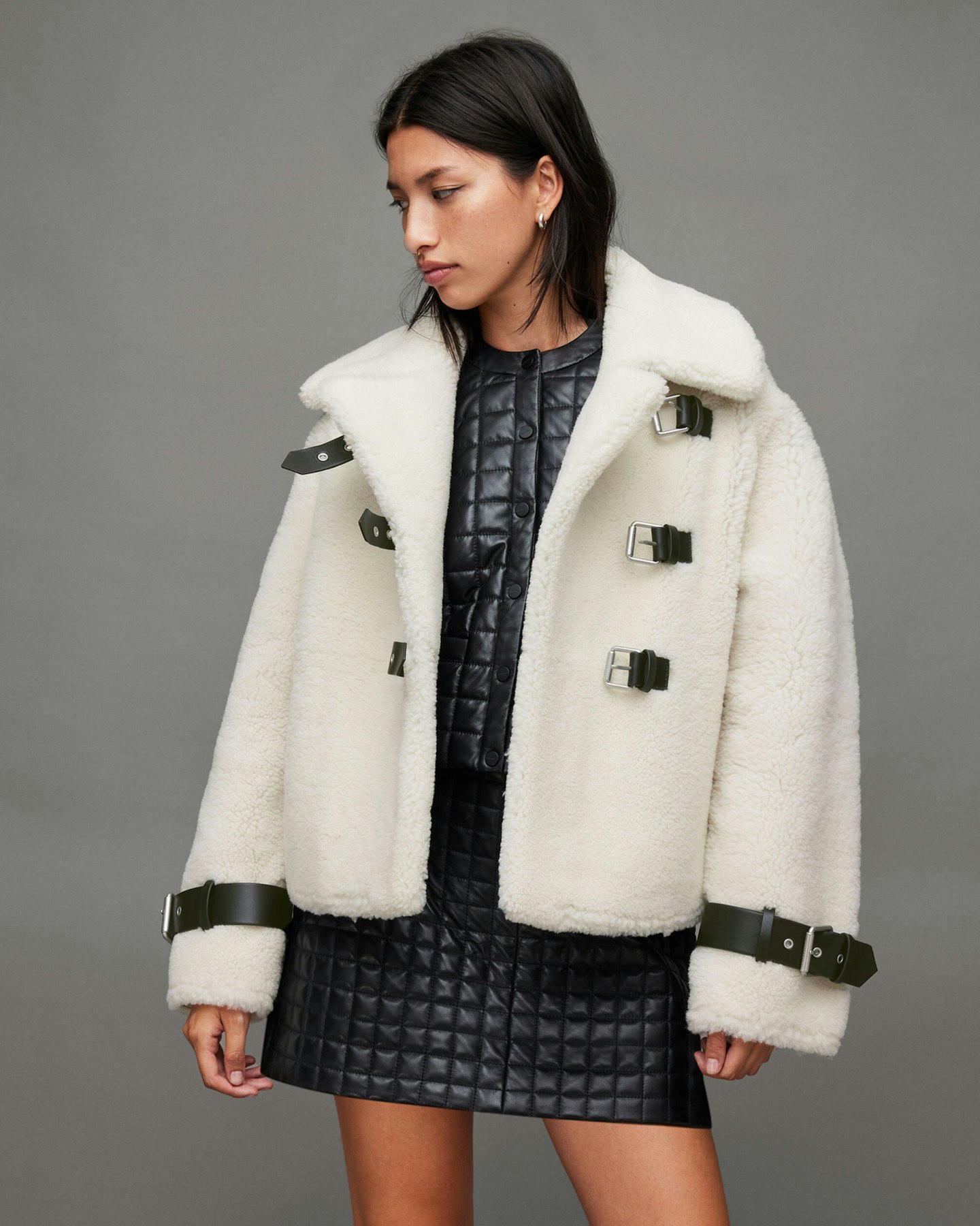 AllSaints, Farley Strap Shearling Jacket