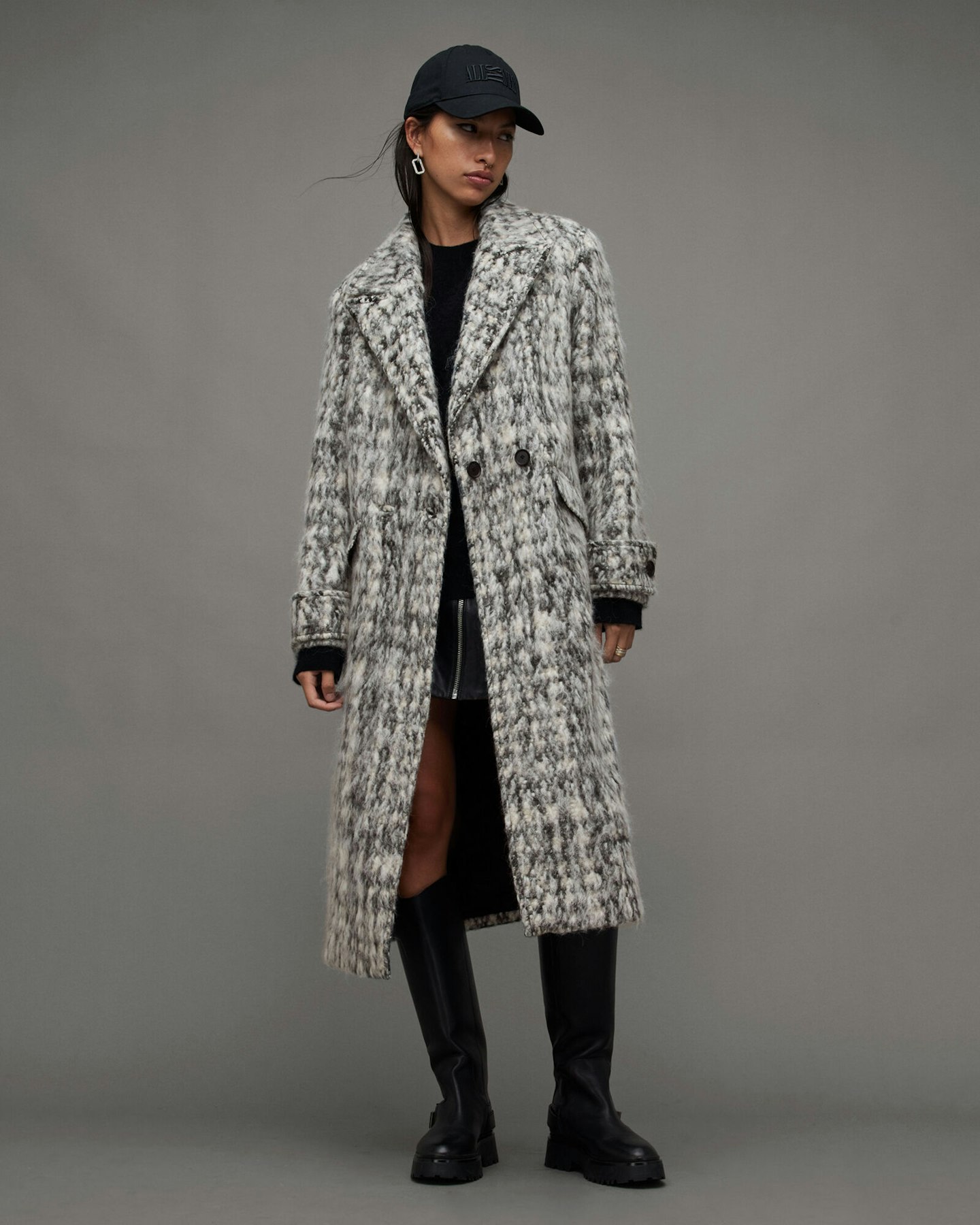 AllSaints, Mabel Double-Breasted Long Line Coat