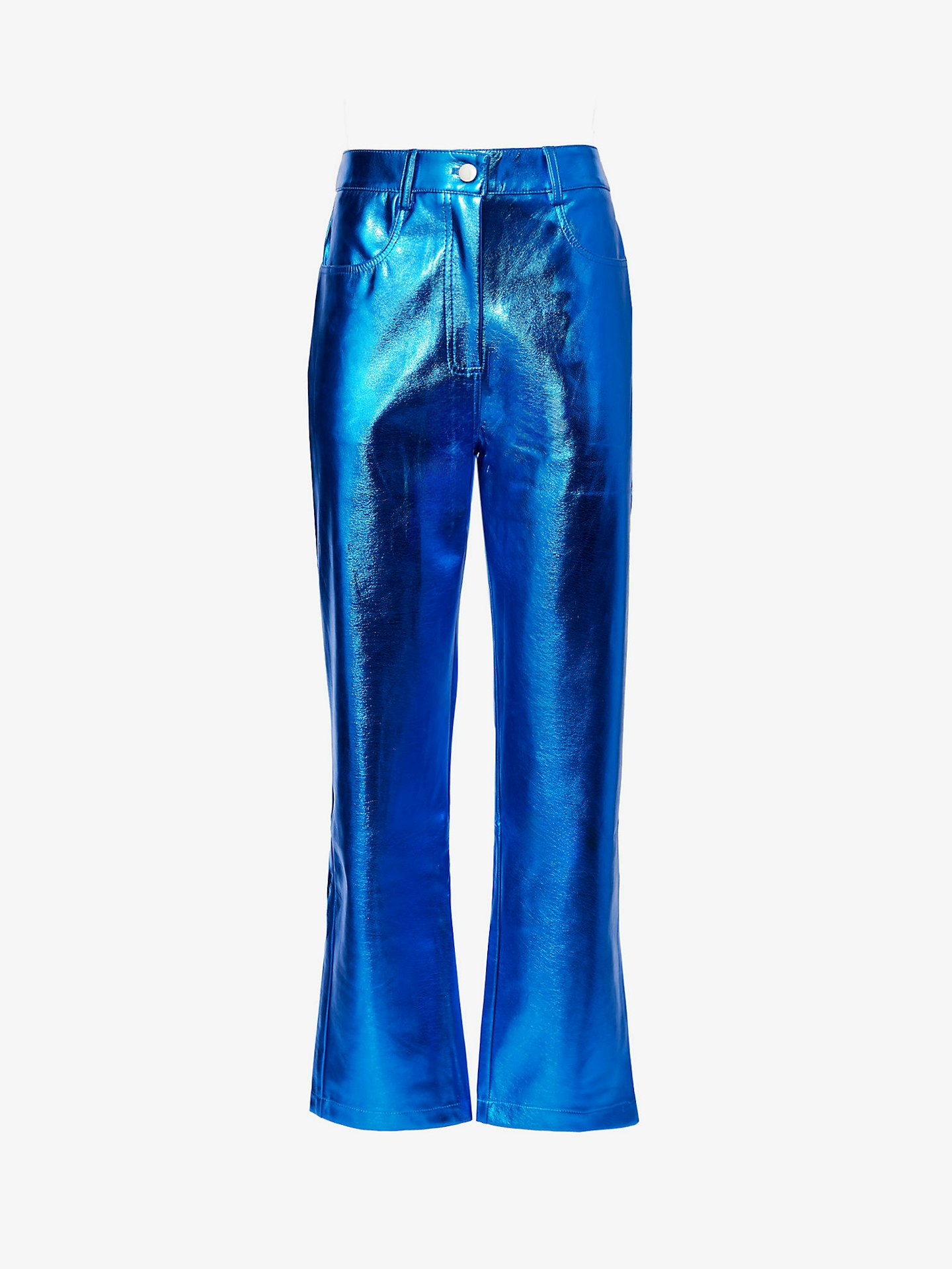 Amy Lynn, Metallic Straight-Leg Mid-Rise Faux-Leather Trousers