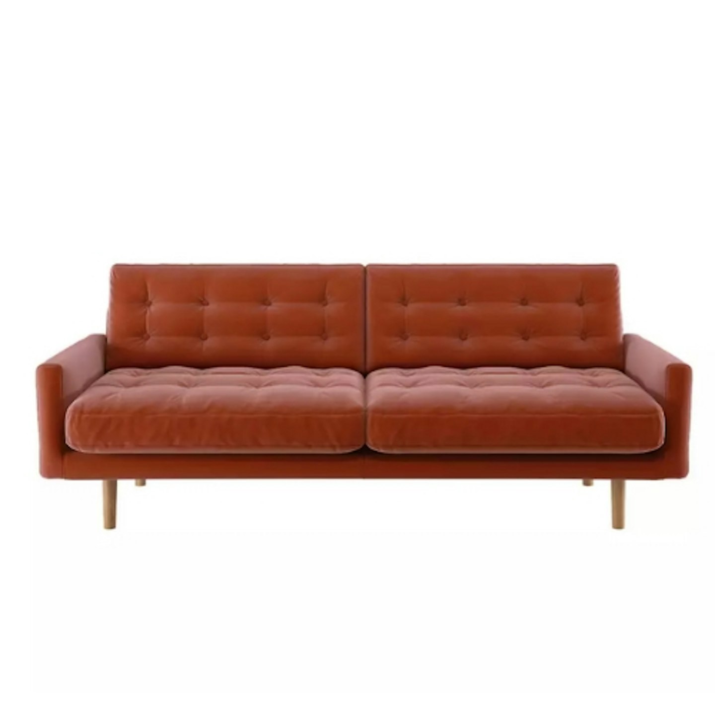 Habitat Fenner Velvet 3 Seater Sofa - Orange