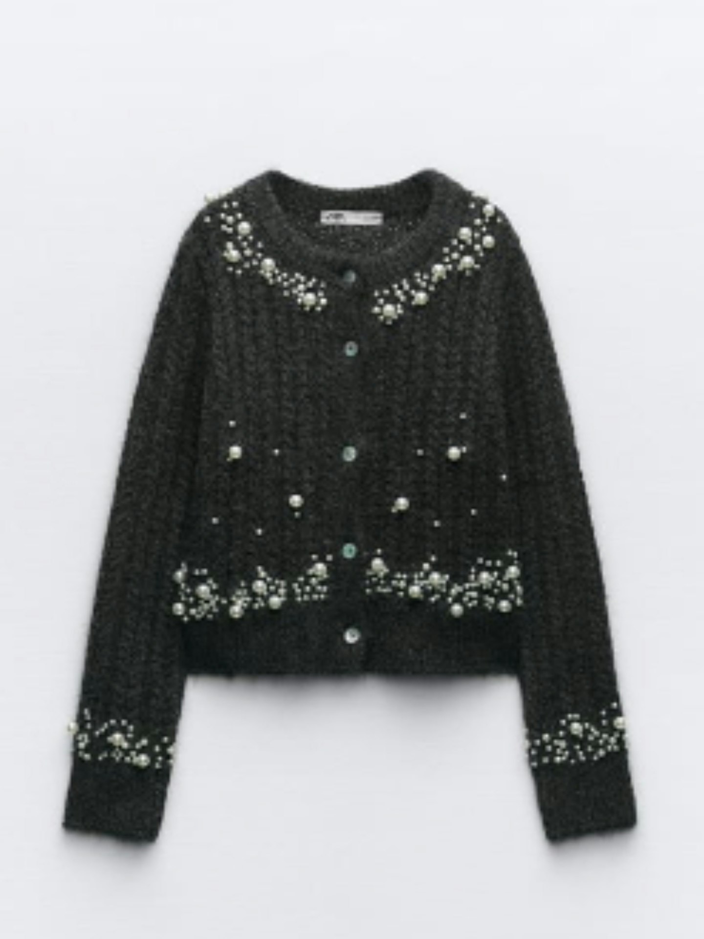 Zara Knit Cardigan with Faux Pearls