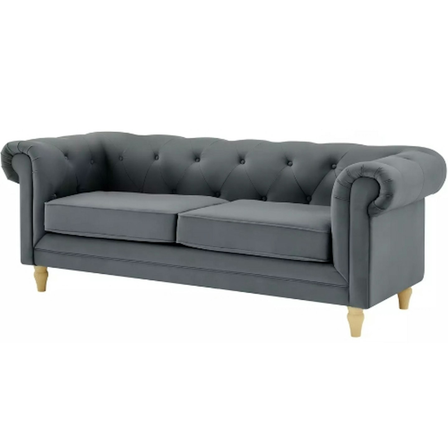 Habitat Clarendon Chesterfield Velvet 3 Seater Sofa-Charcoal
