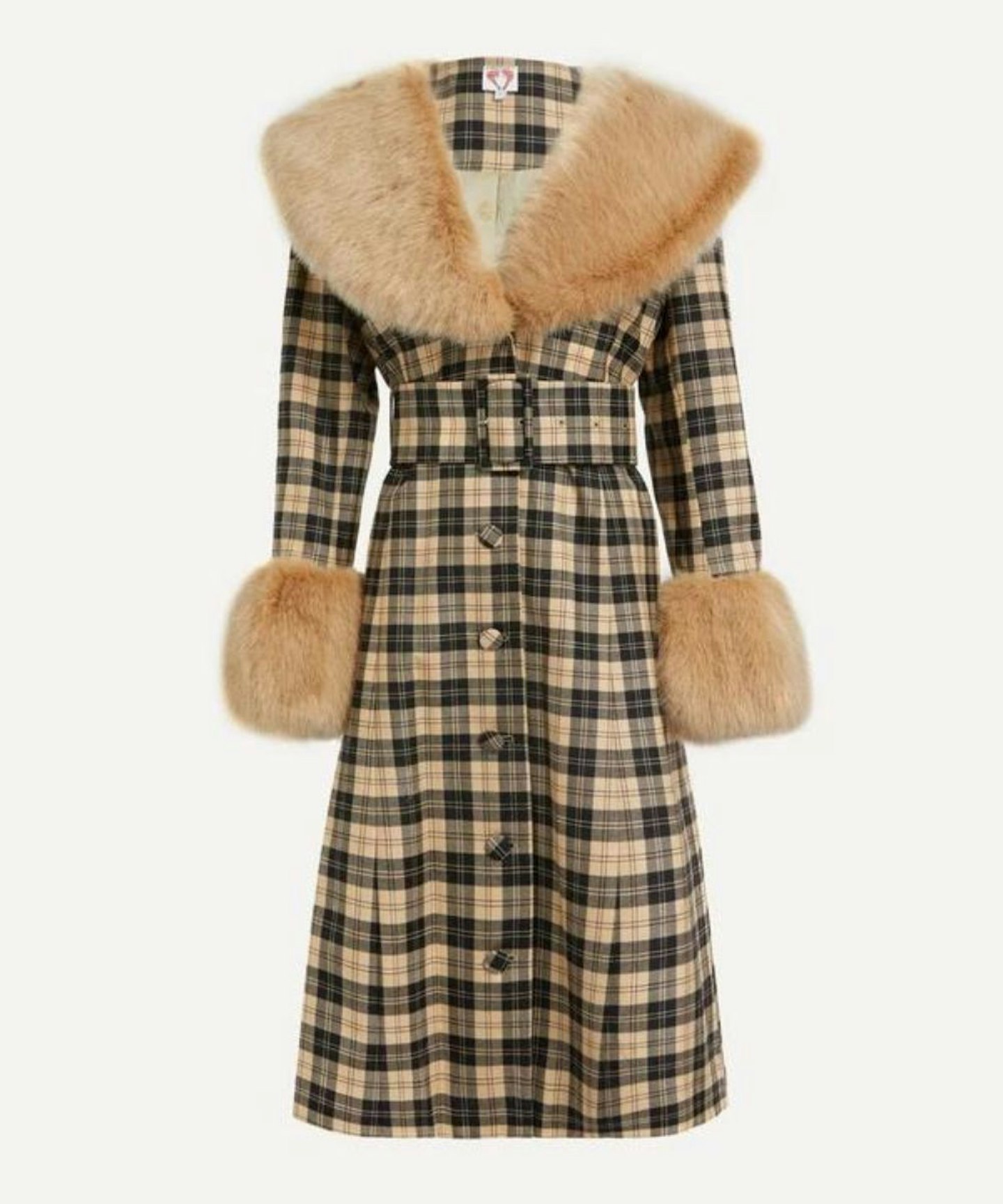 Shrimps Balthasar Tartan Faux–Fur Coat