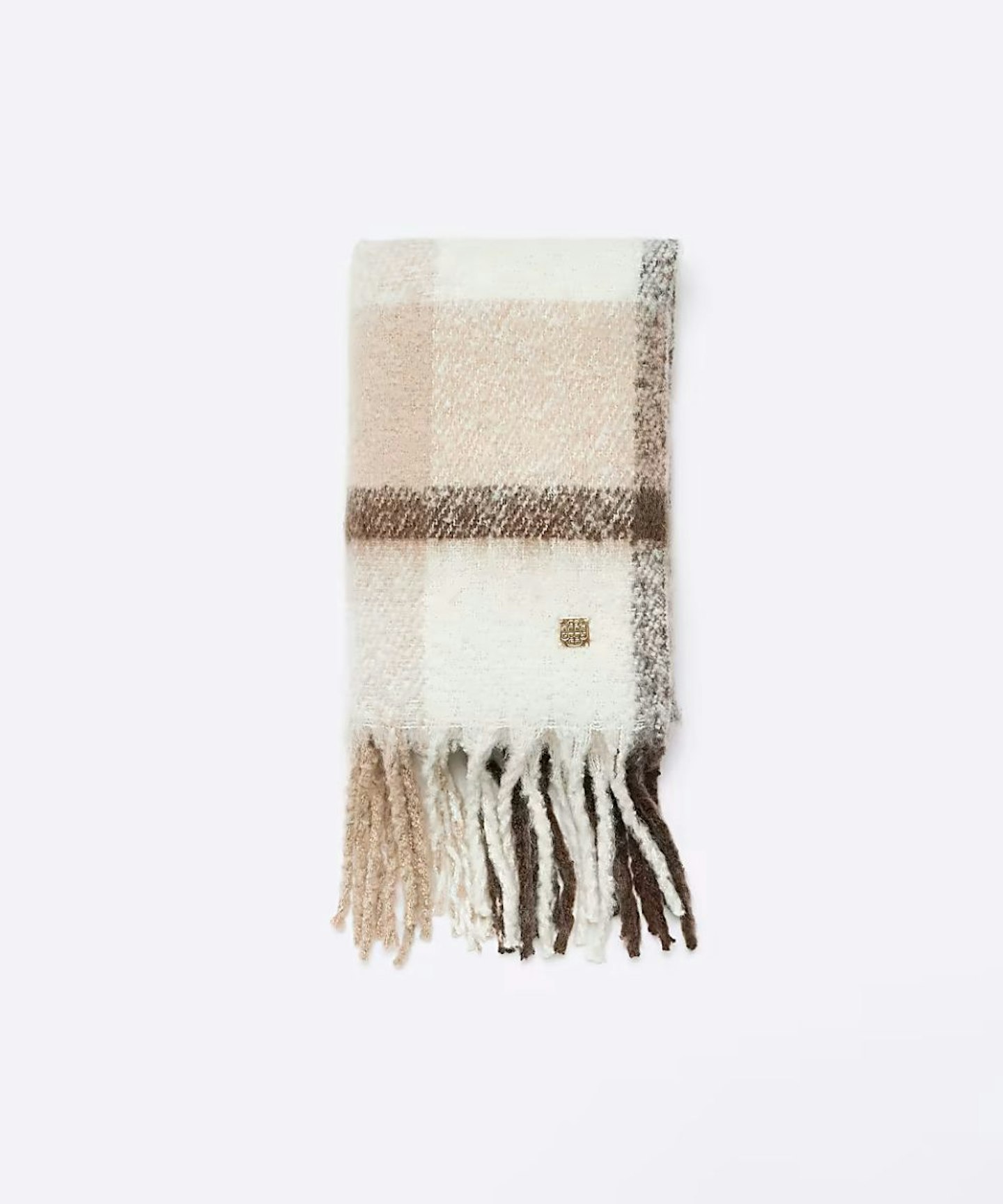 Beige Heavyweight Check Scarf, River Island