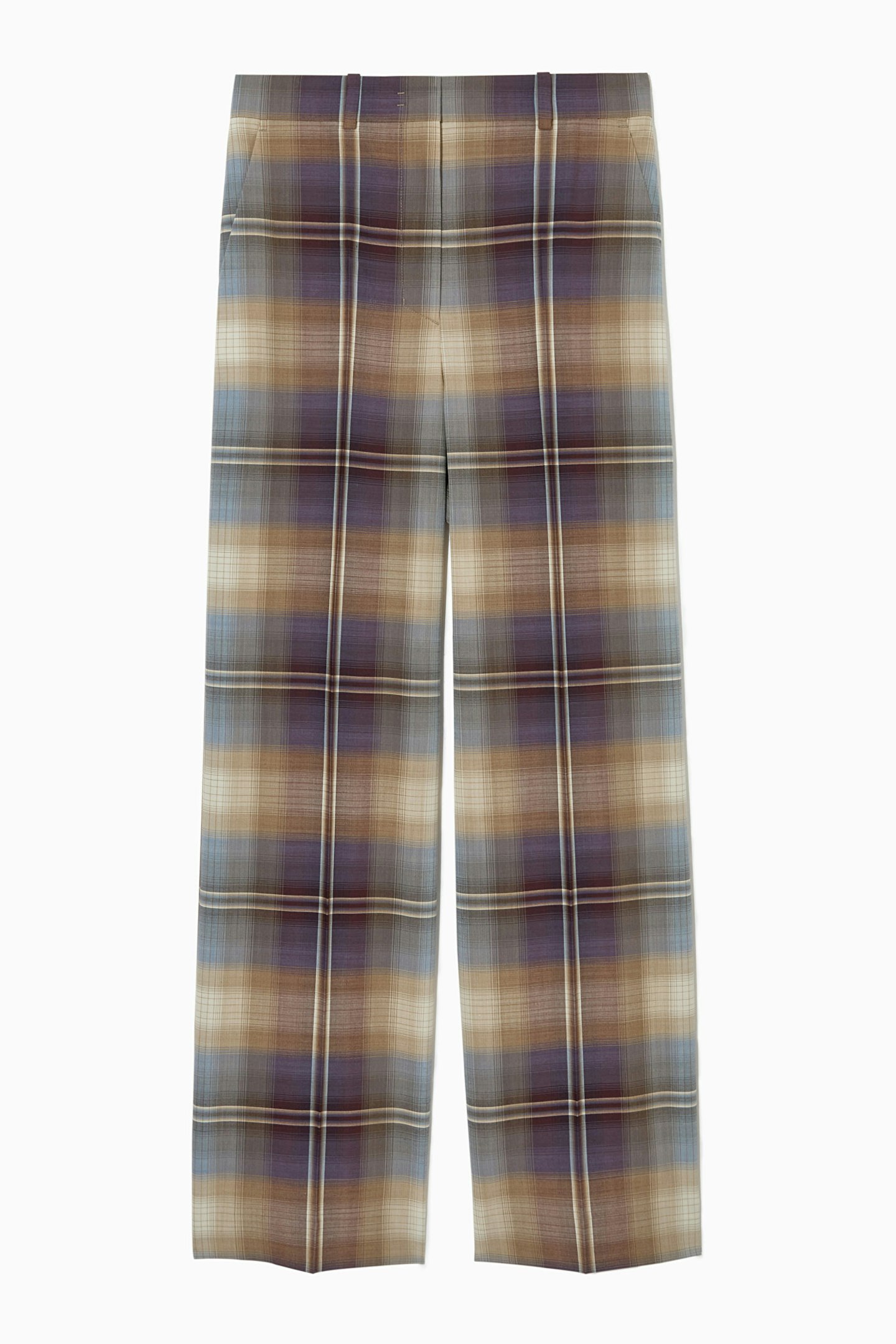 COS, Wide-Leg Checked Wool-Blend Trousers