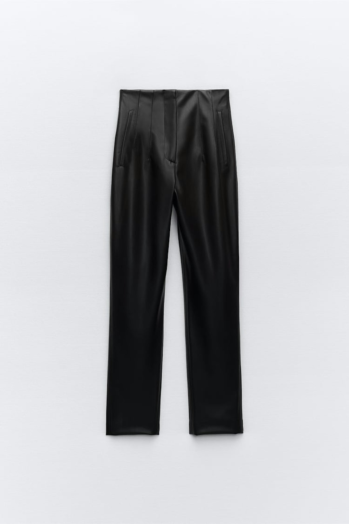 High-Waist Faux Leather Trousers