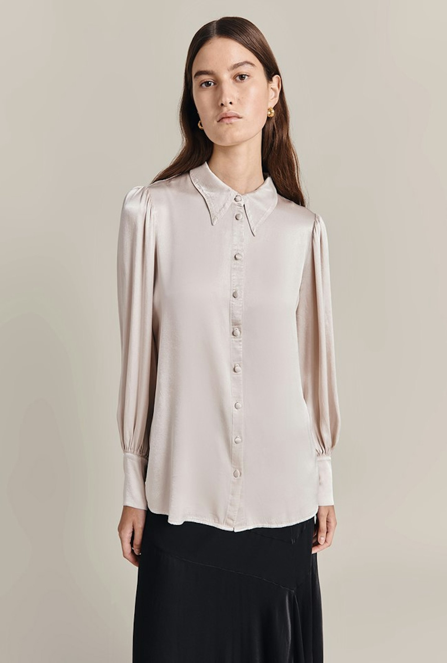 Ghost Alice Satin Blouse Beige