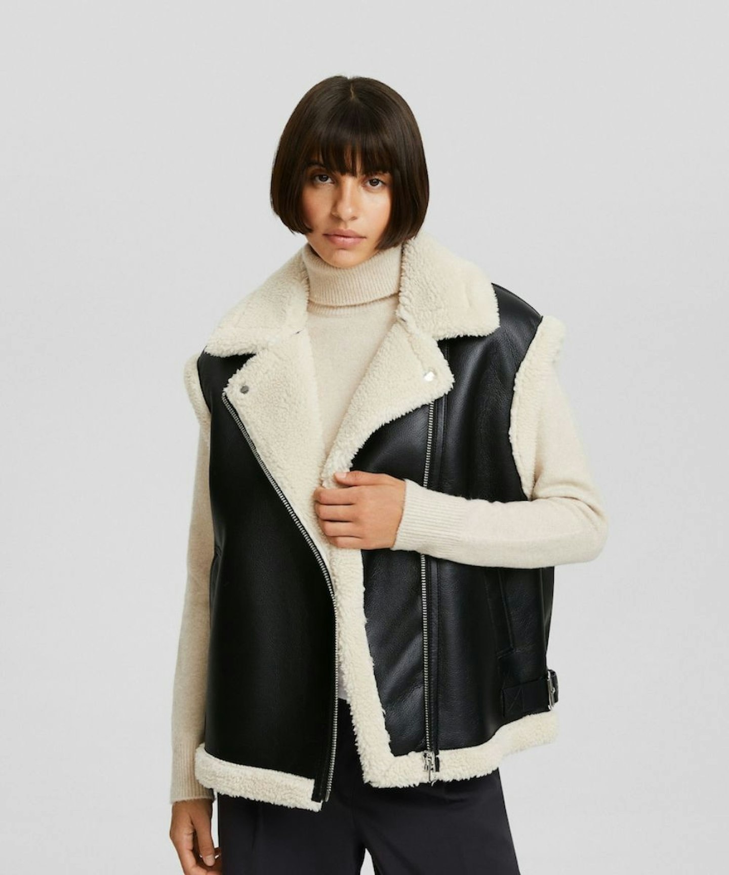 Faux Leather Double-Faced Waistcoat, Bershka