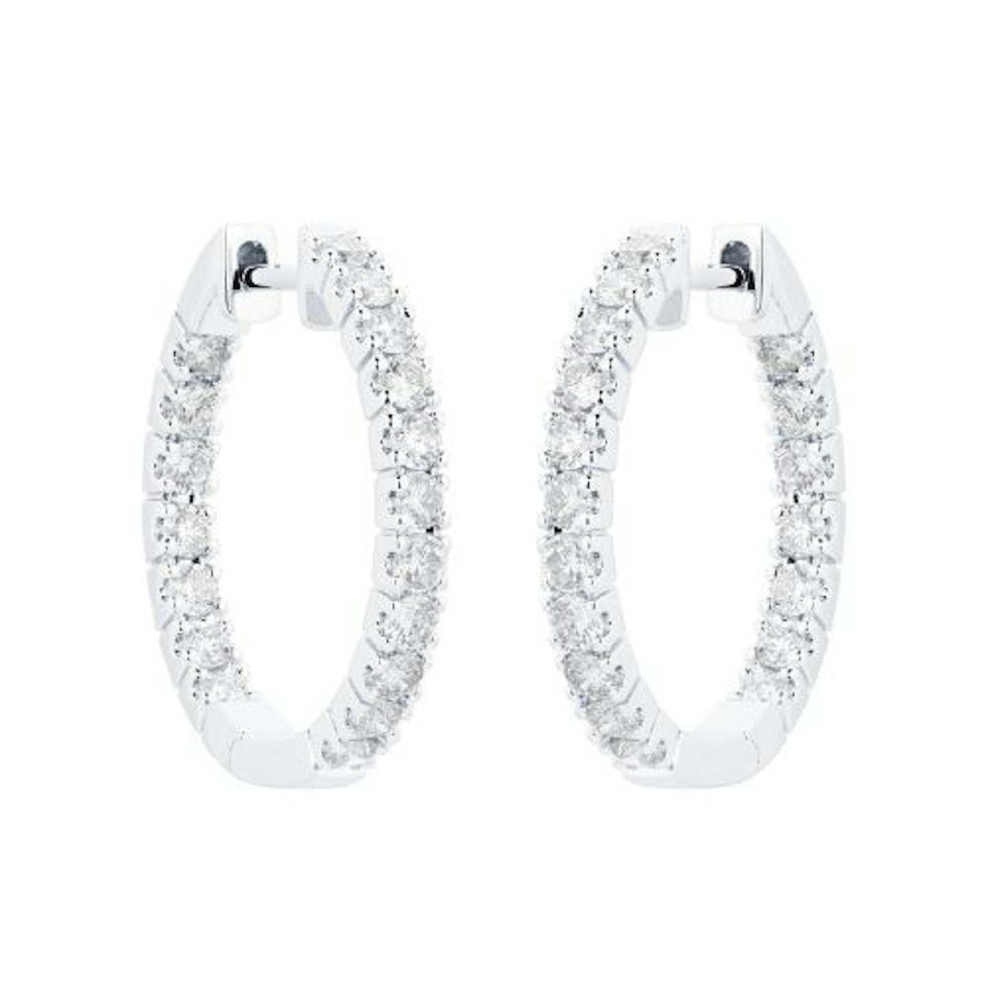 Mappin And Webb 18ct White Gold 1.00cttw Diamond 20mm Hoop Earrings