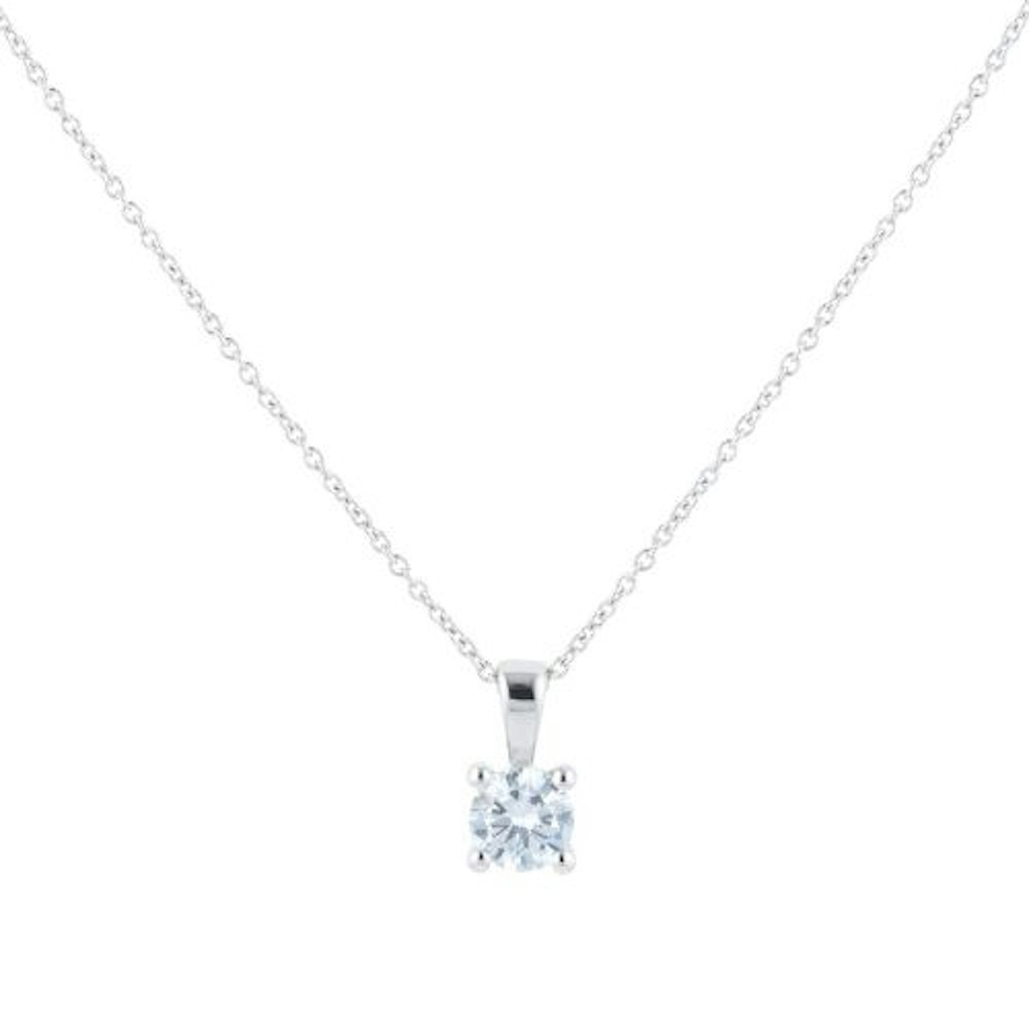 Goldsmiths 9ct White Gold 0.40cttw Round Halo Pendant
