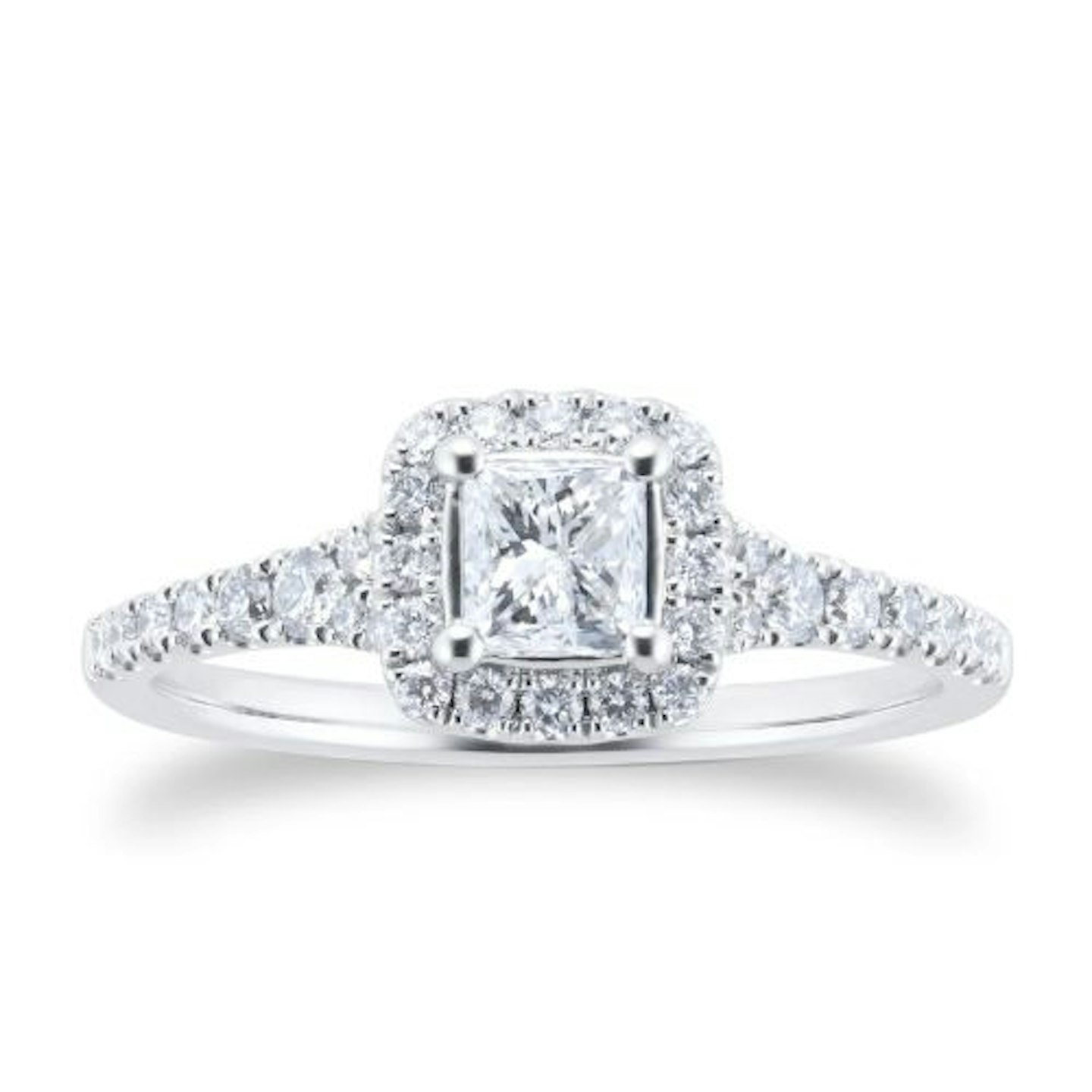 Goldsmiths 18ct White Gold 0.75cttw Double Halo Engagement Ring