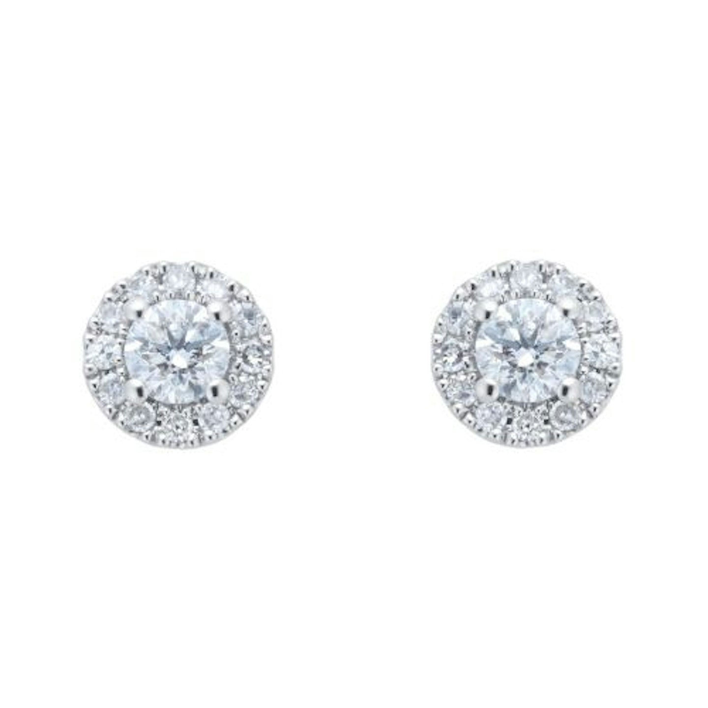 9ct White Gold 0.40cttw Round Halo Stud Earrings