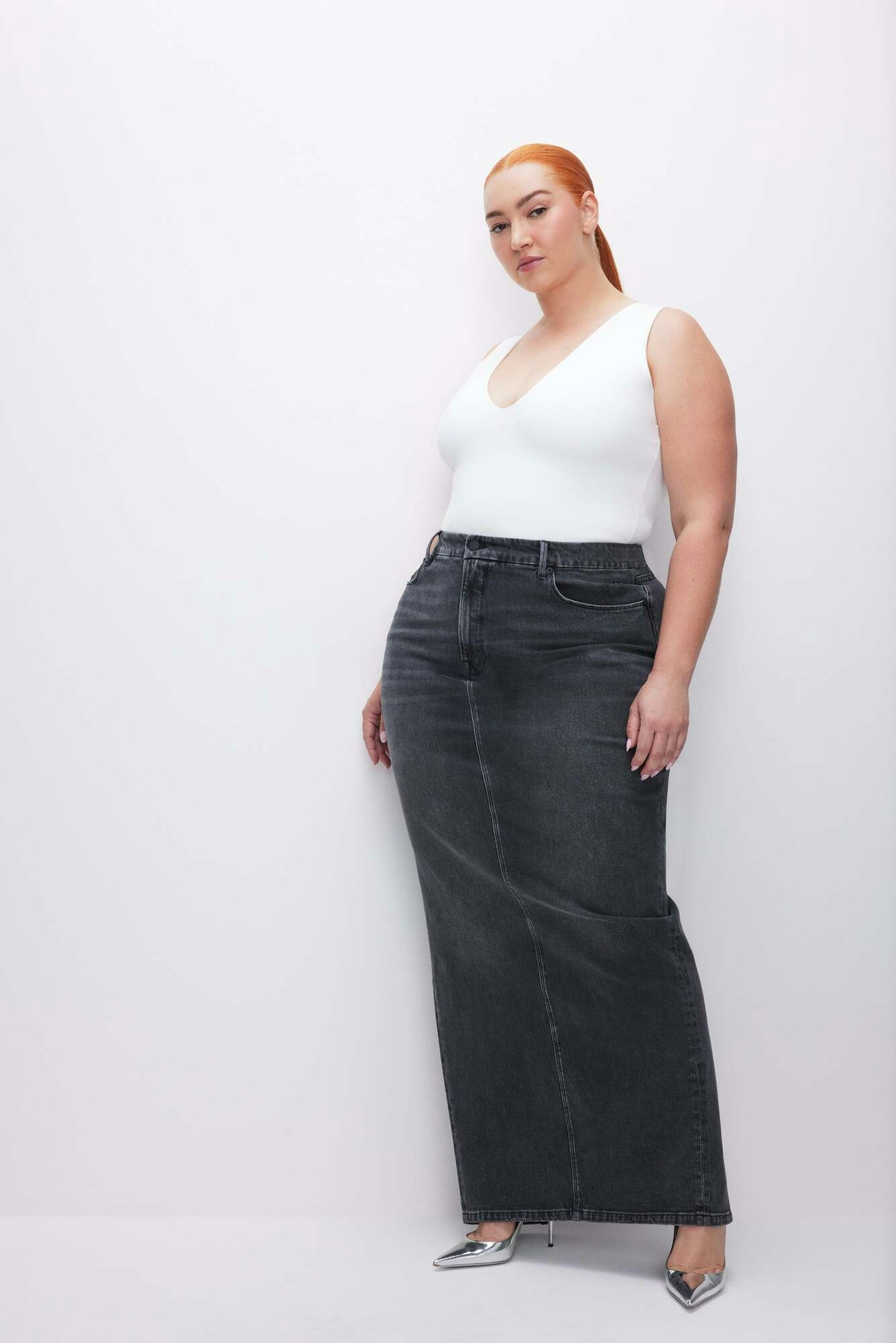 Good American, Denim Tube Maxi Skirt