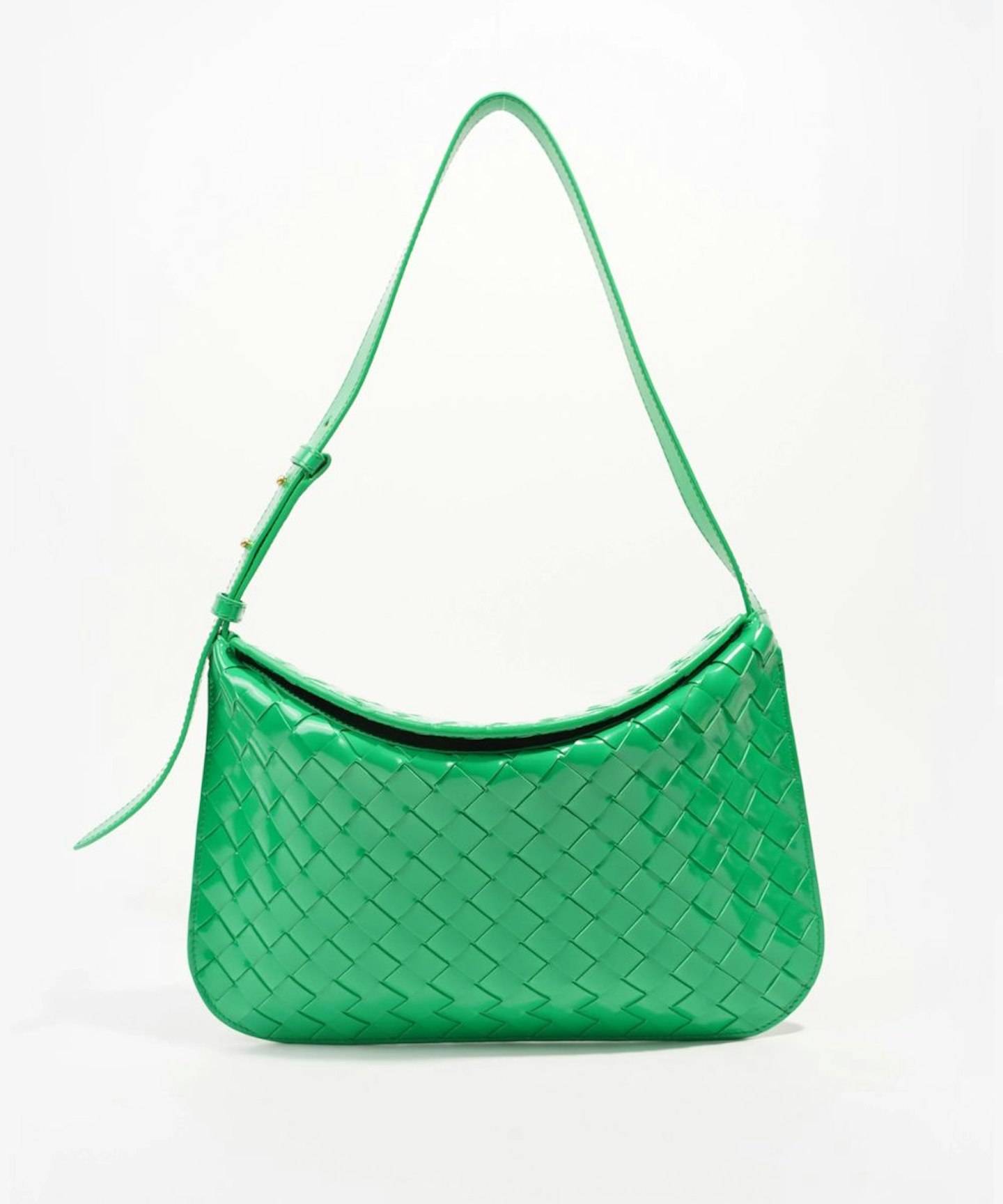 Bottega Veneta Womens Flap Intrecciato Shoulder Bag Green Woven Leather