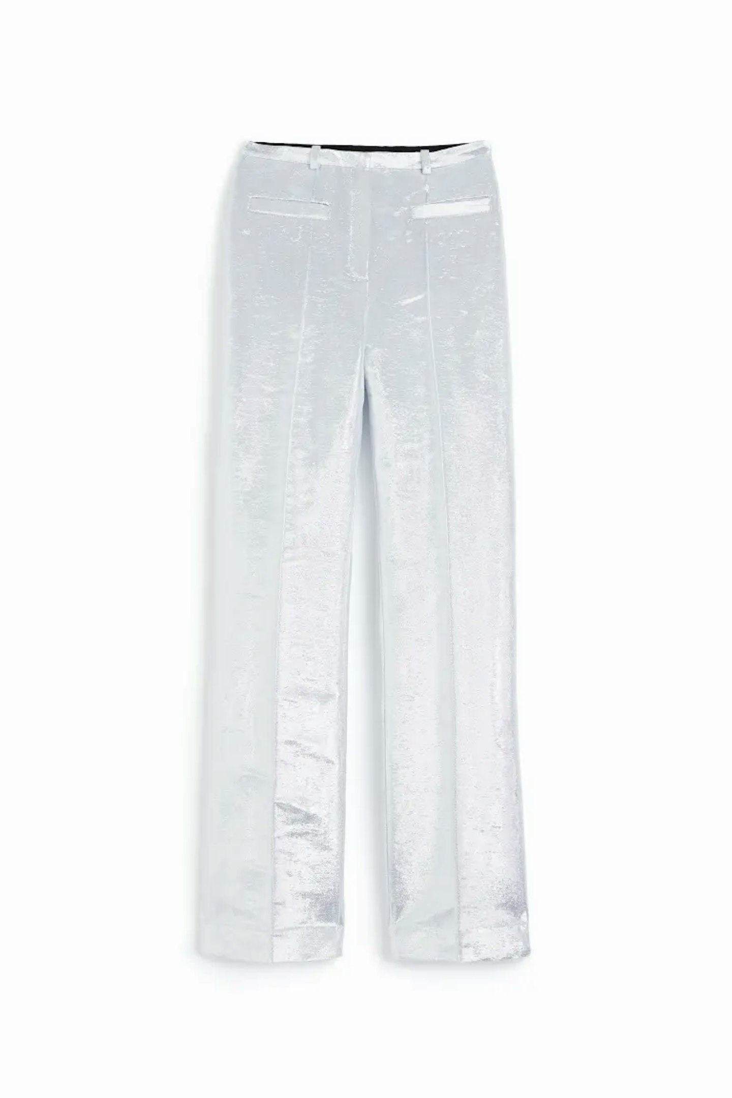 rabanne x h&m silver trousers 