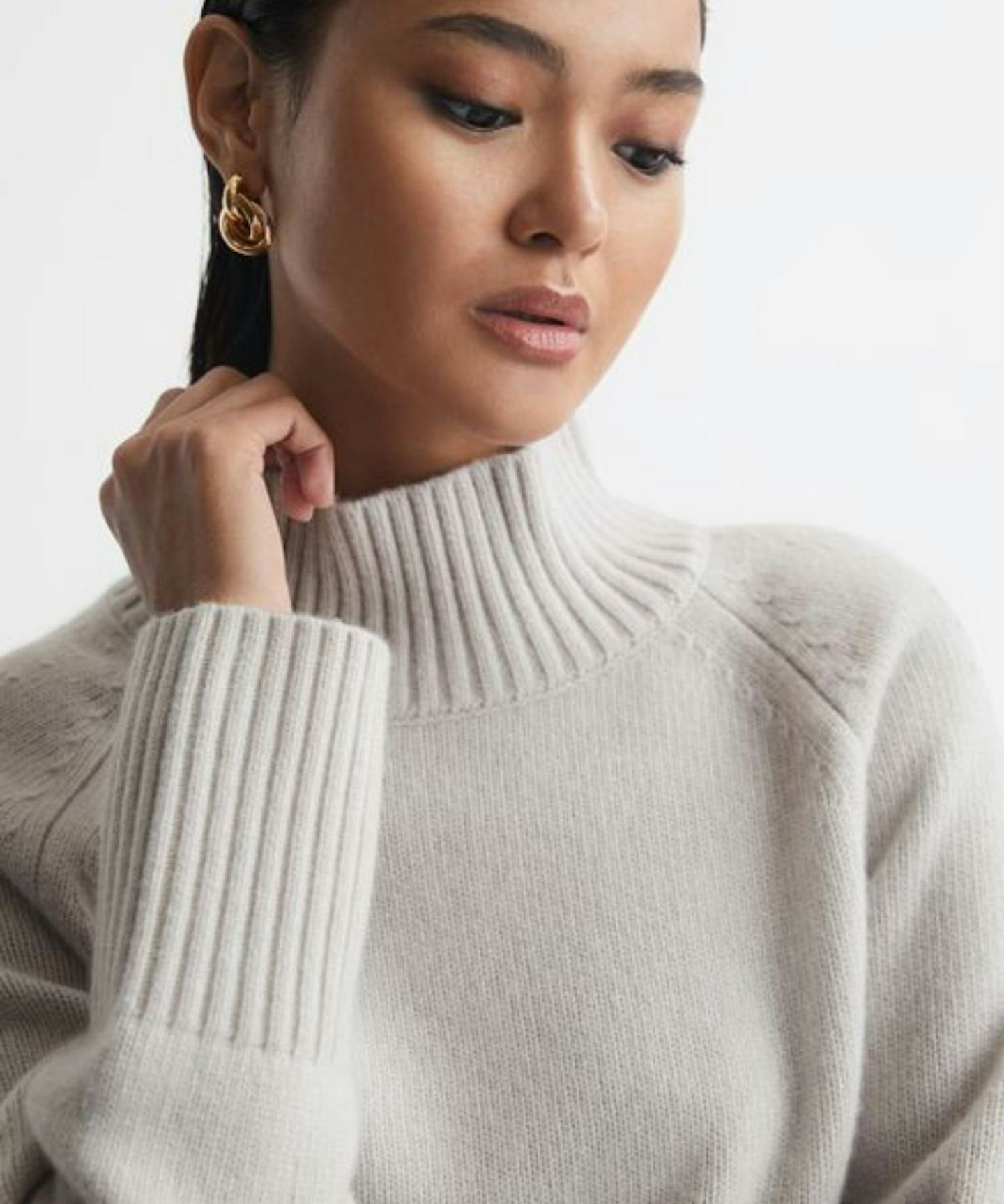 Casual Wool-Cashmere Funnel Neck Jumper